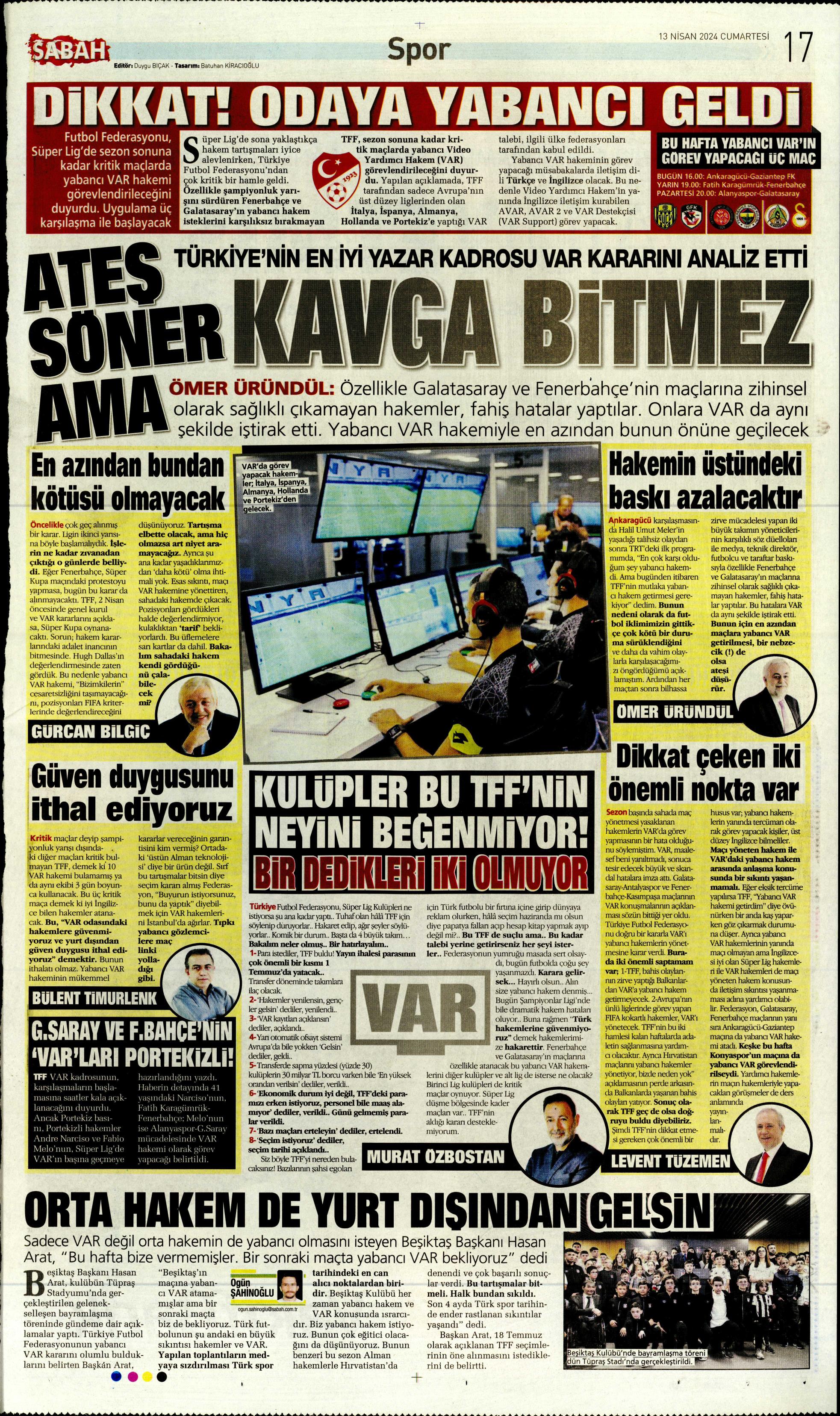 "Cimbom'un çehresi değişecek" | Sporun manşetleri (13 Nisan 2024)  - 29. Foto