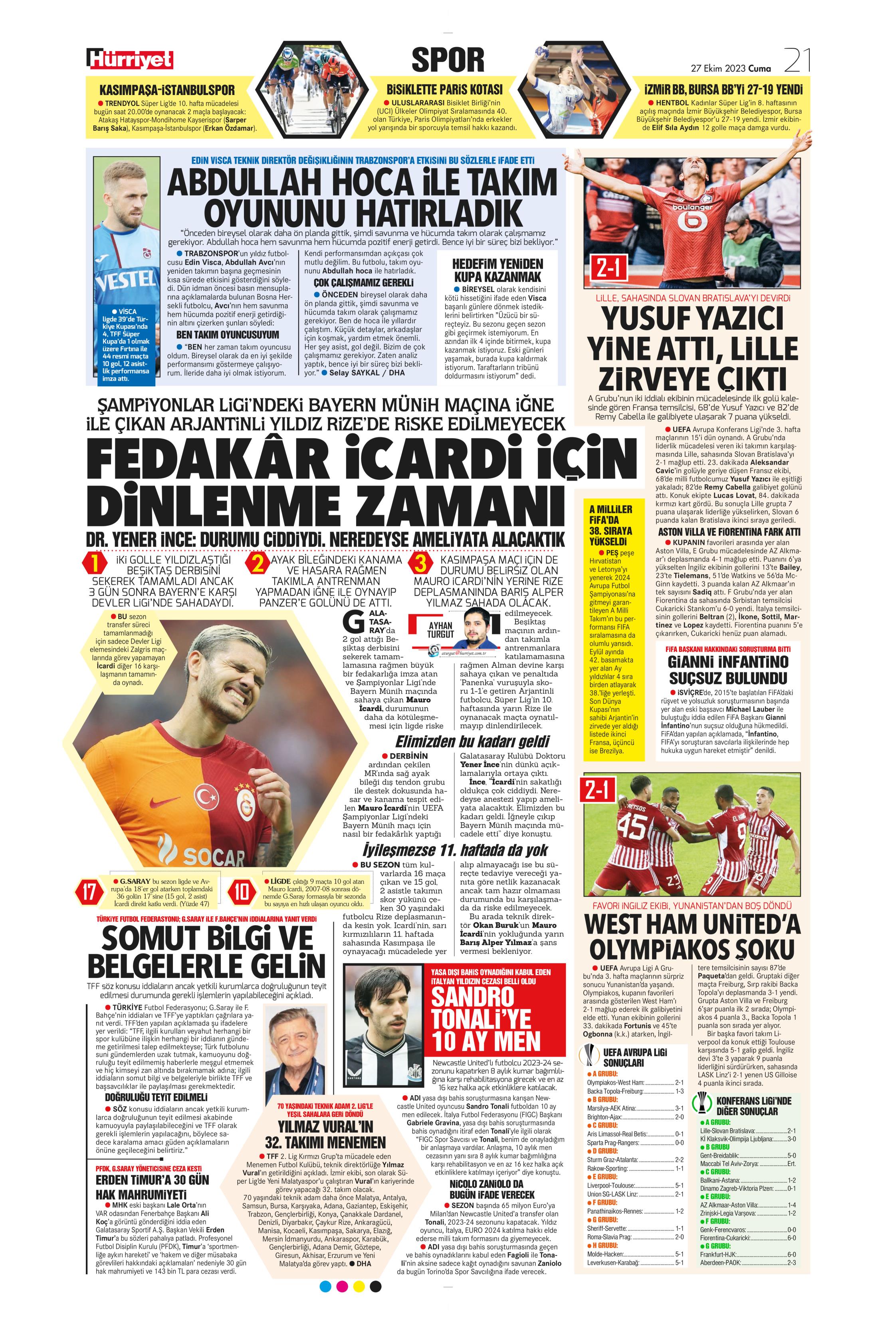 "Yüzyılın Fener'i" | Sporun manşetleri (27 Ekim 2023)  - 21. Foto