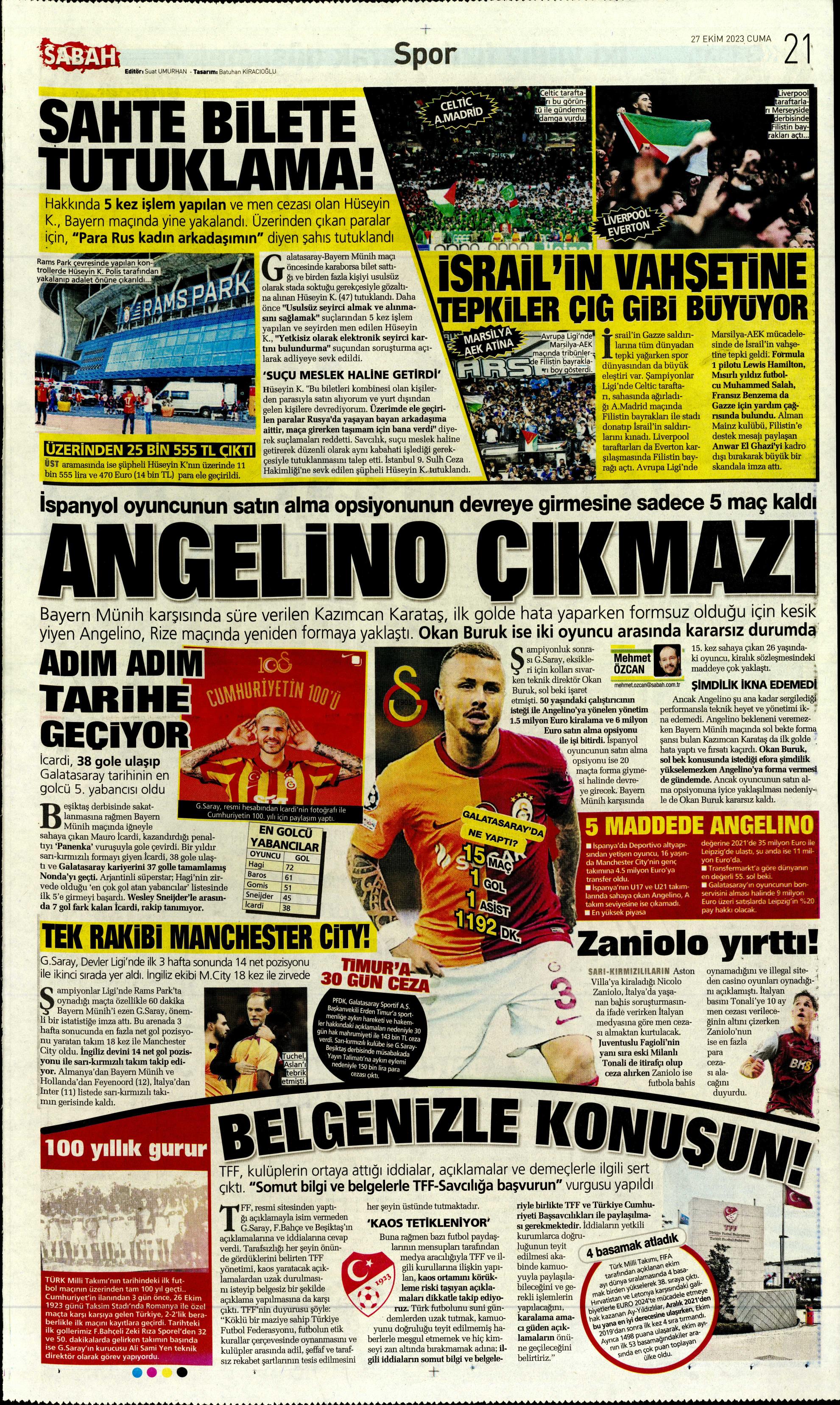 "Yüzyılın Fener'i" | Sporun manşetleri (27 Ekim 2023)  - 28. Foto