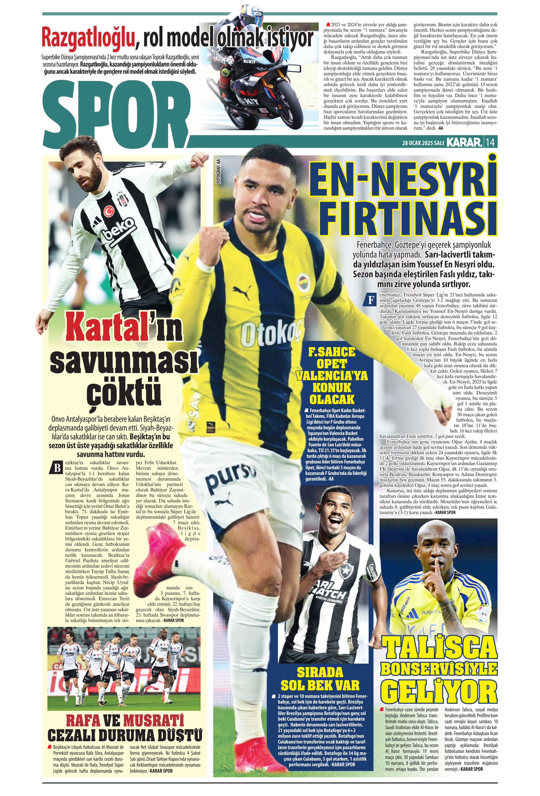 "Sıradaki transfer sol bek" | Sporun manşetleri  - 19. Foto