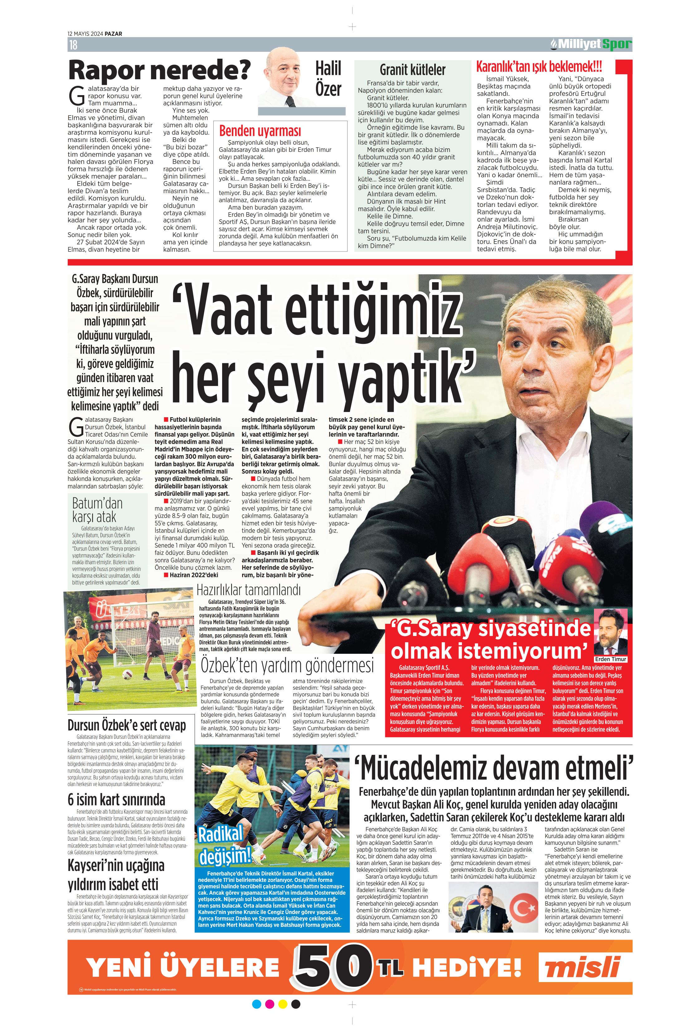 "Kerem piyangosu" | Sporun manşetleri (12 Mayıs 2024)  - 23. Foto