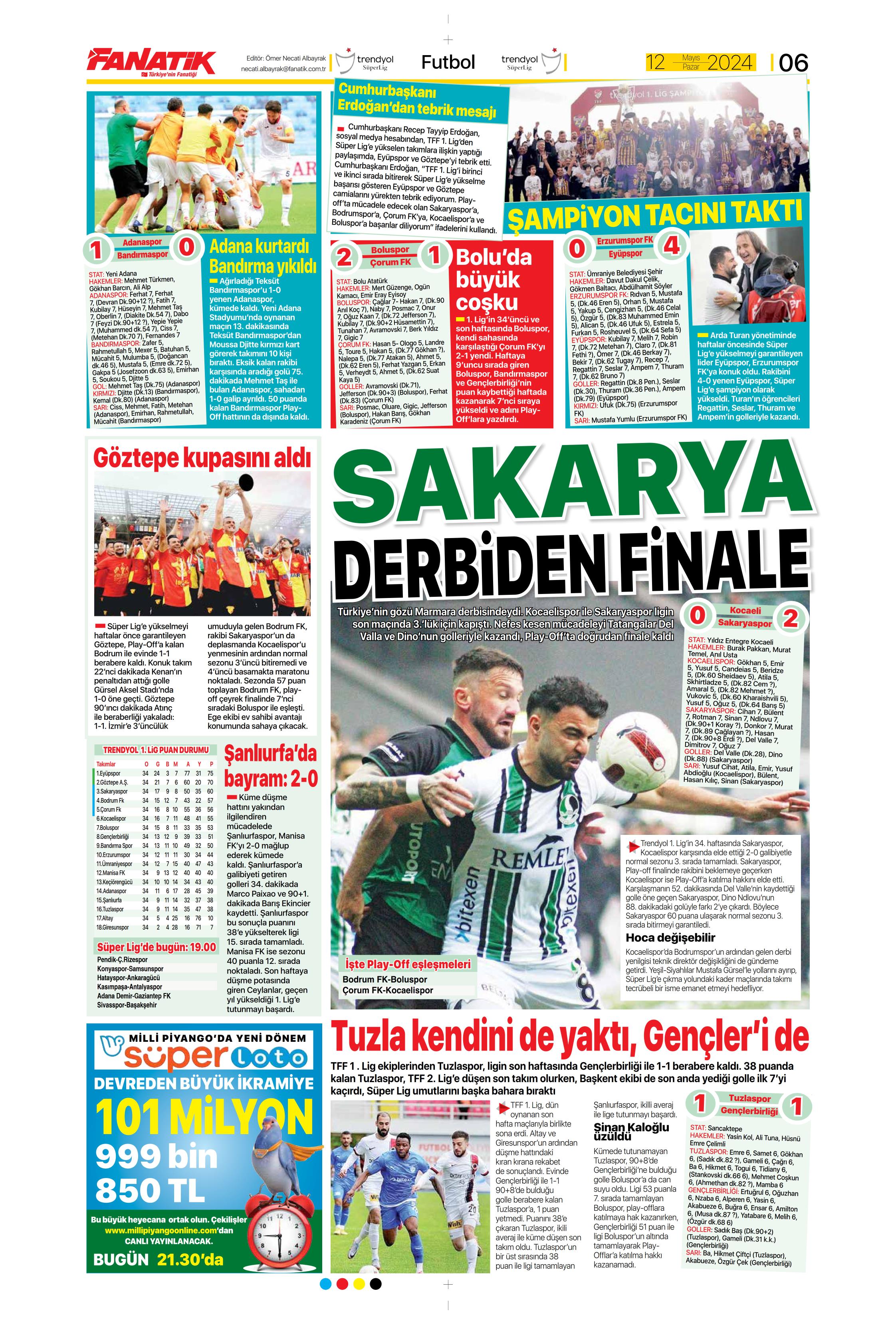 "Kerem piyangosu" | Sporun manşetleri (12 Mayıs 2024)  - 8. Foto