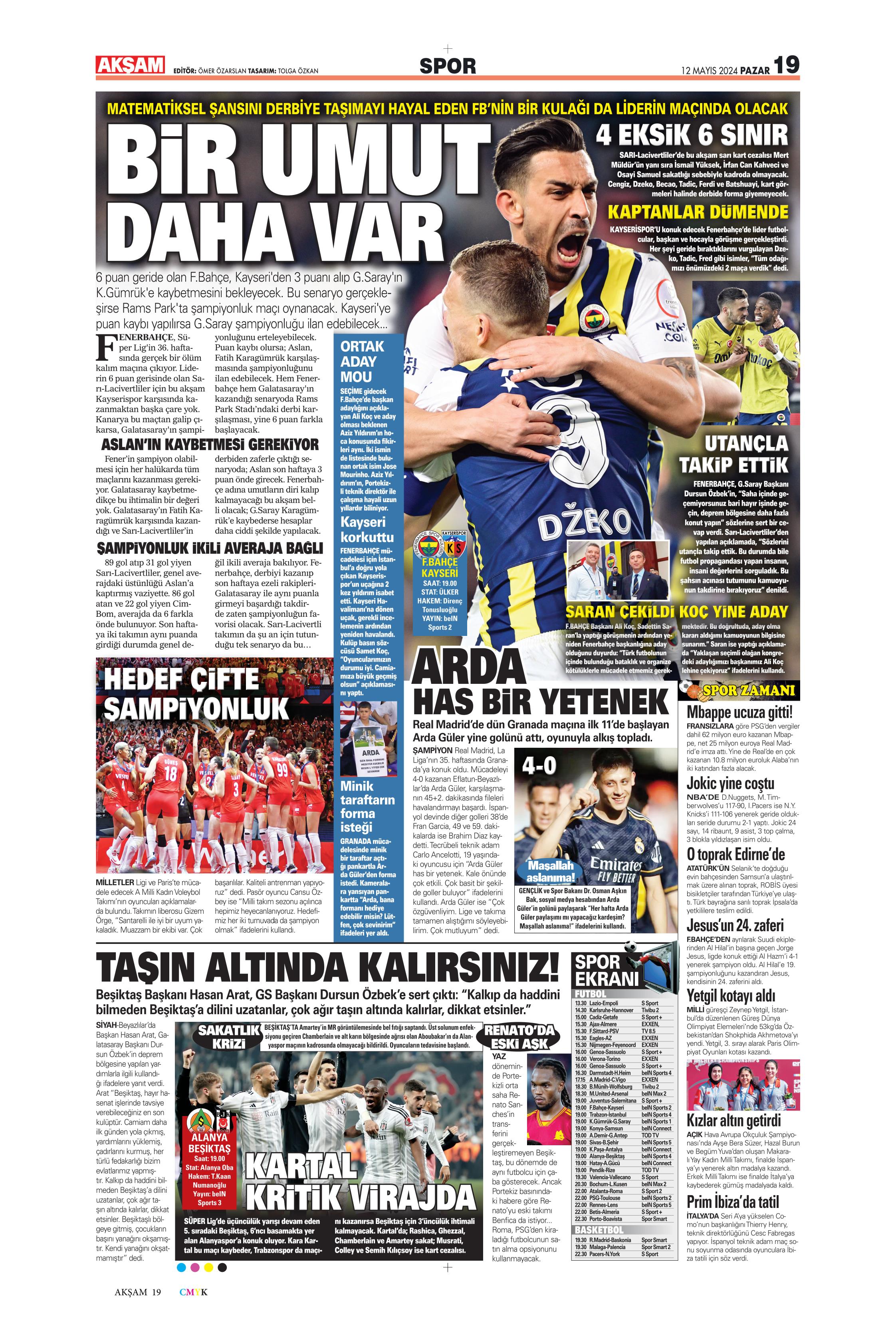 "Kerem piyangosu" | Sporun manşetleri (12 Mayıs 2024)  - 4. Foto