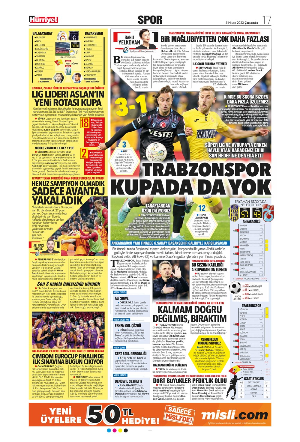 "Dünyada kimse buna penaltı demez" - Sporun manşetleri (5 Nisan 2023)  - 21. Foto