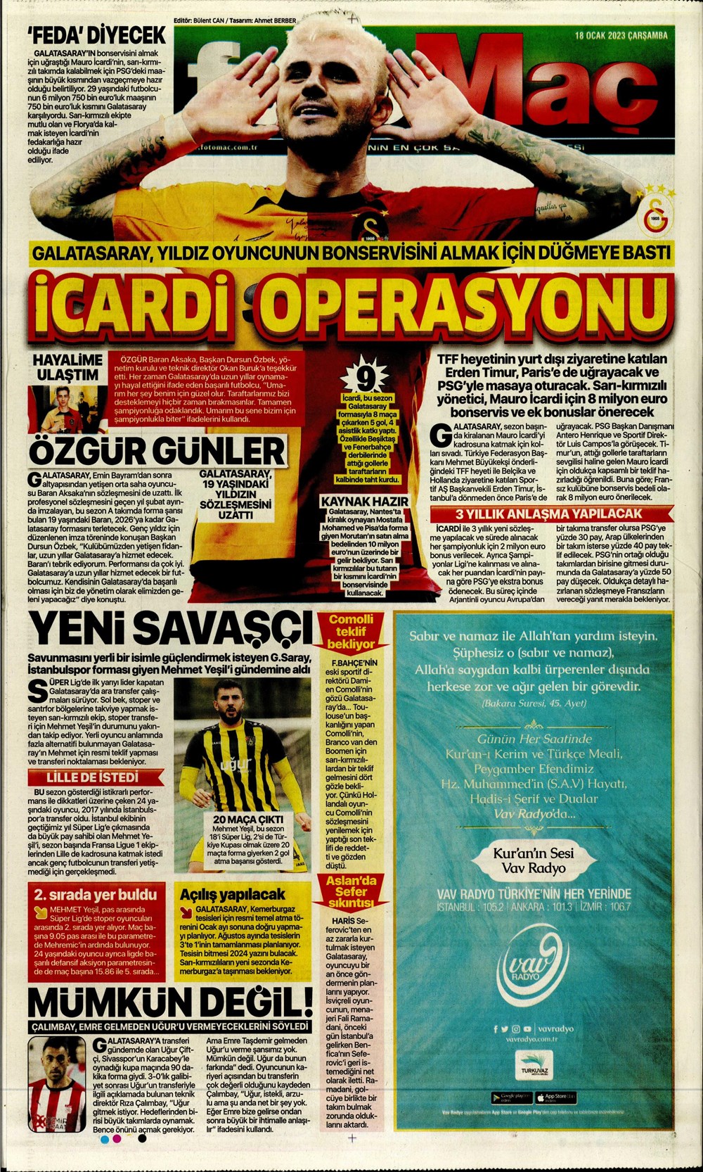 Sporun Manşetleri (18 Ocak 2023) - 16. Foto
