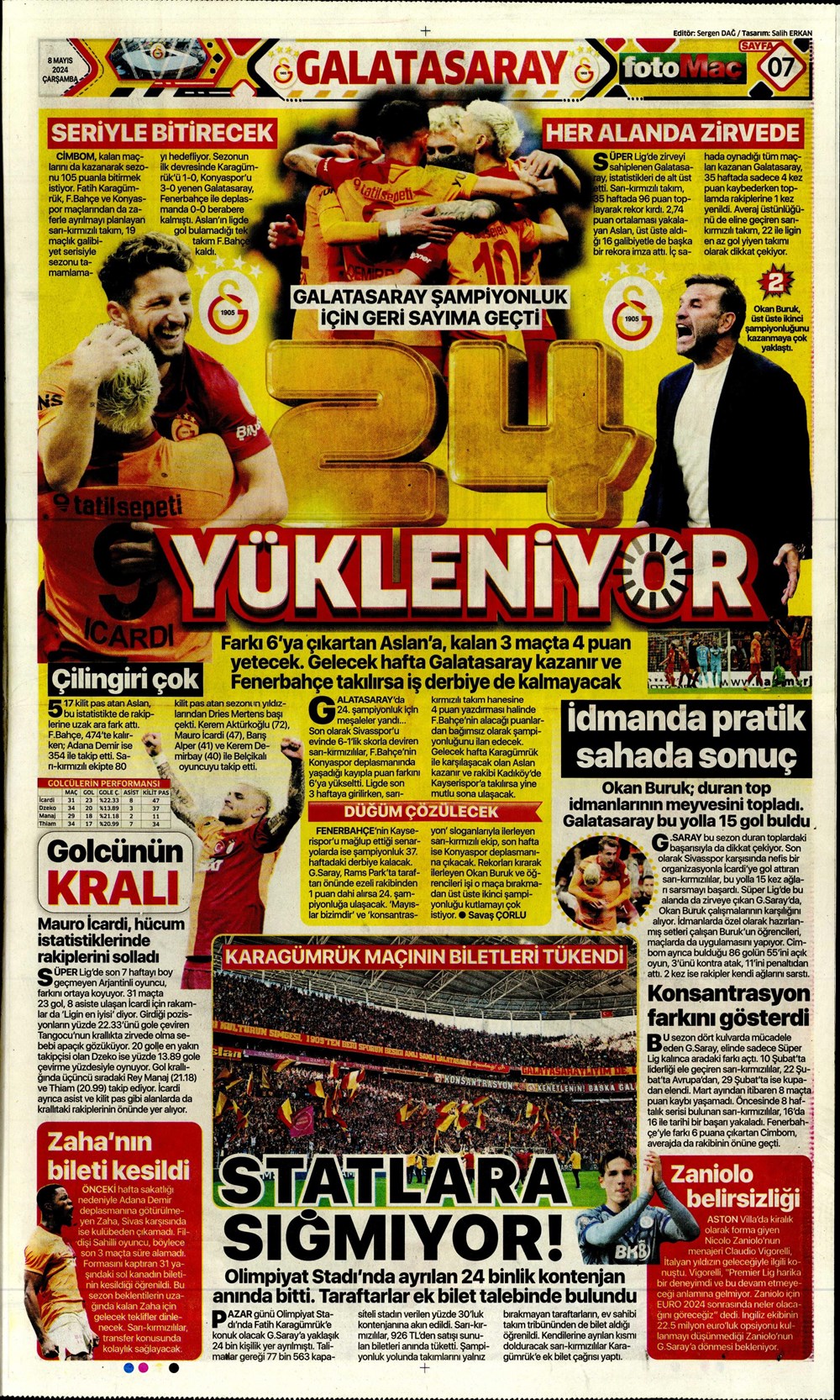 "Fenerbahçe'de deli sorular" | Sporun manşetleri (8 Mayıs 2024)  - 13. Foto