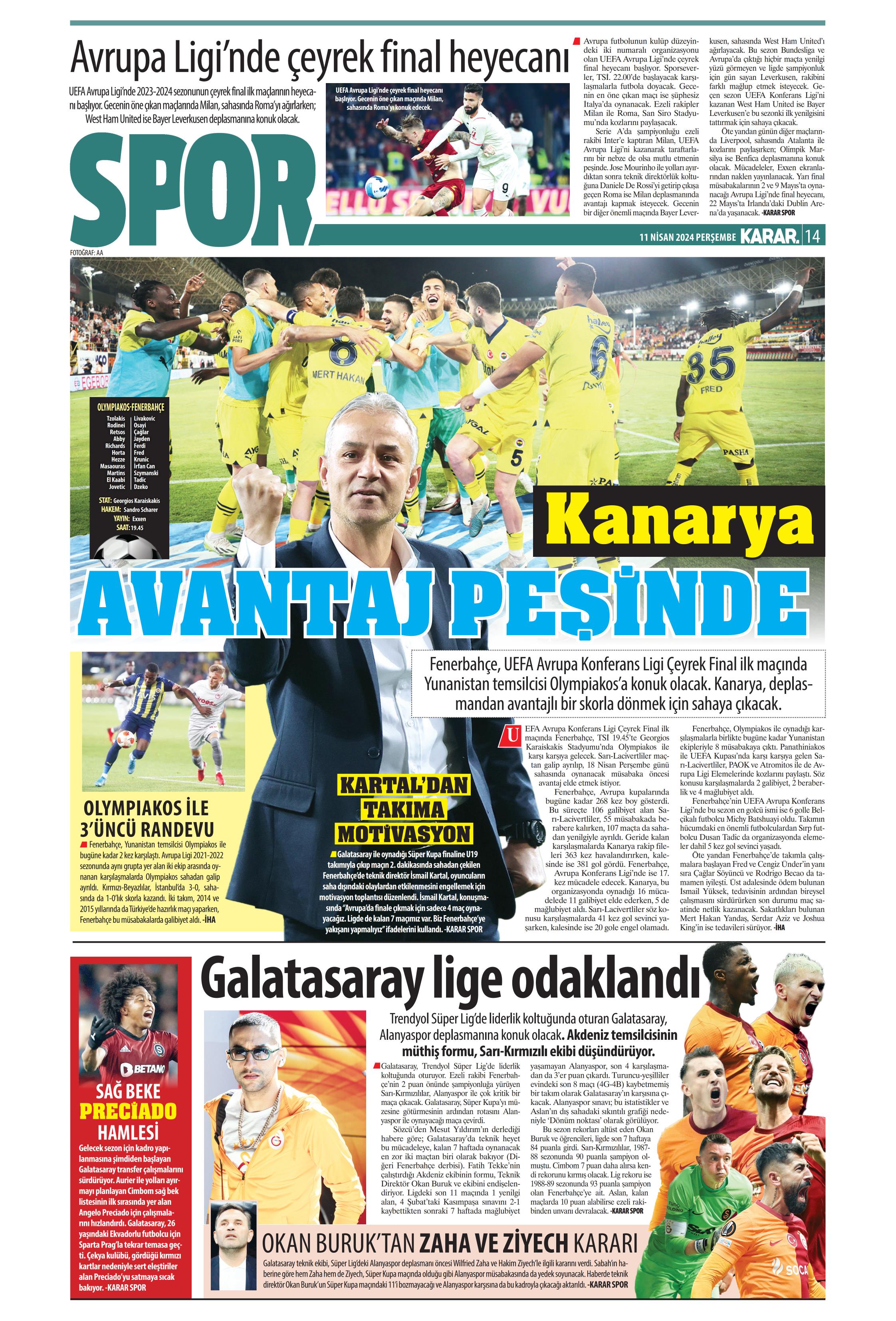 "Terim'in yerine Santos" | Sporun manşetleri (11 Nisan 2024)  - 18. Foto
