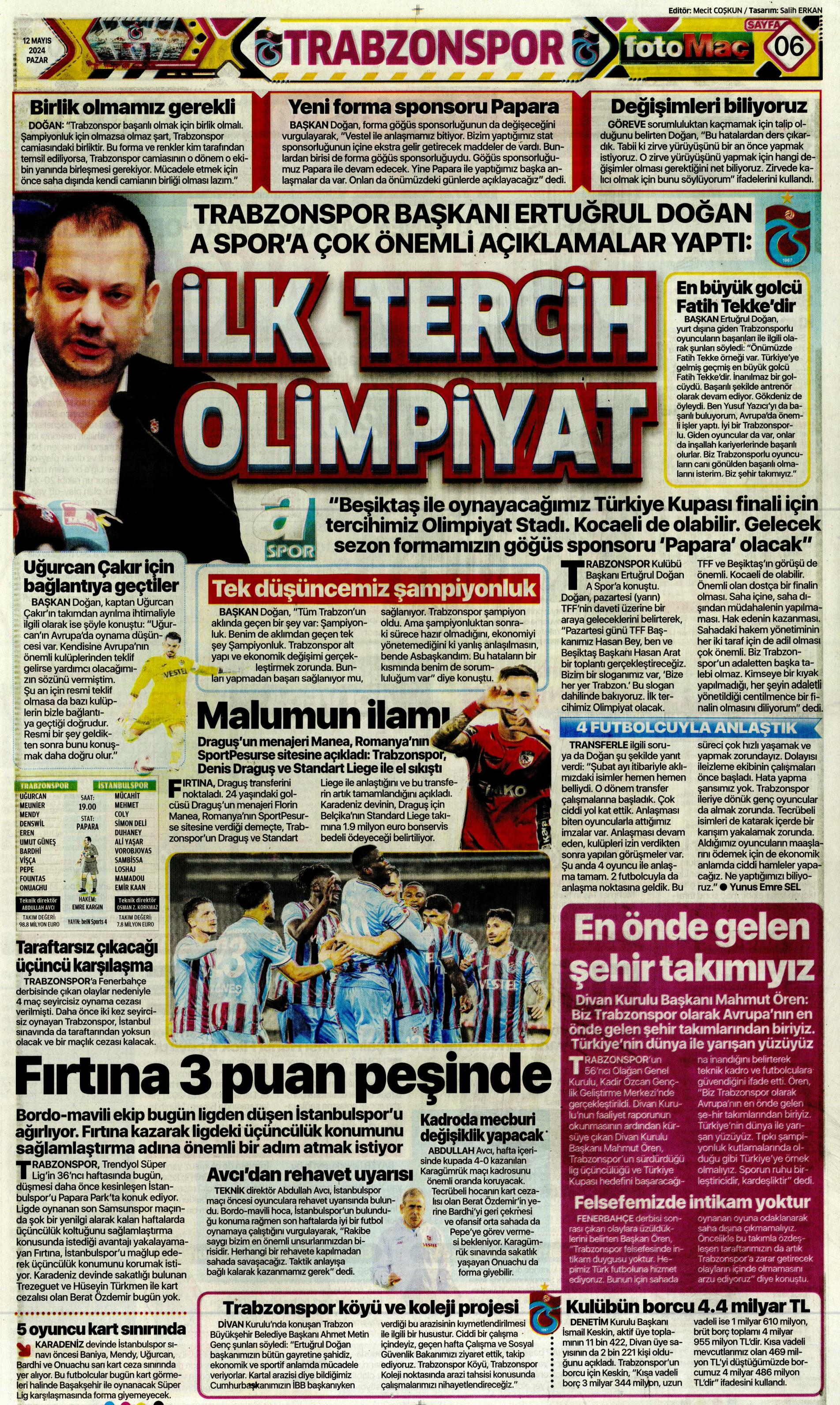 "Kerem piyangosu" | Sporun manşetleri (12 Mayıs 2024)  - 15. Foto