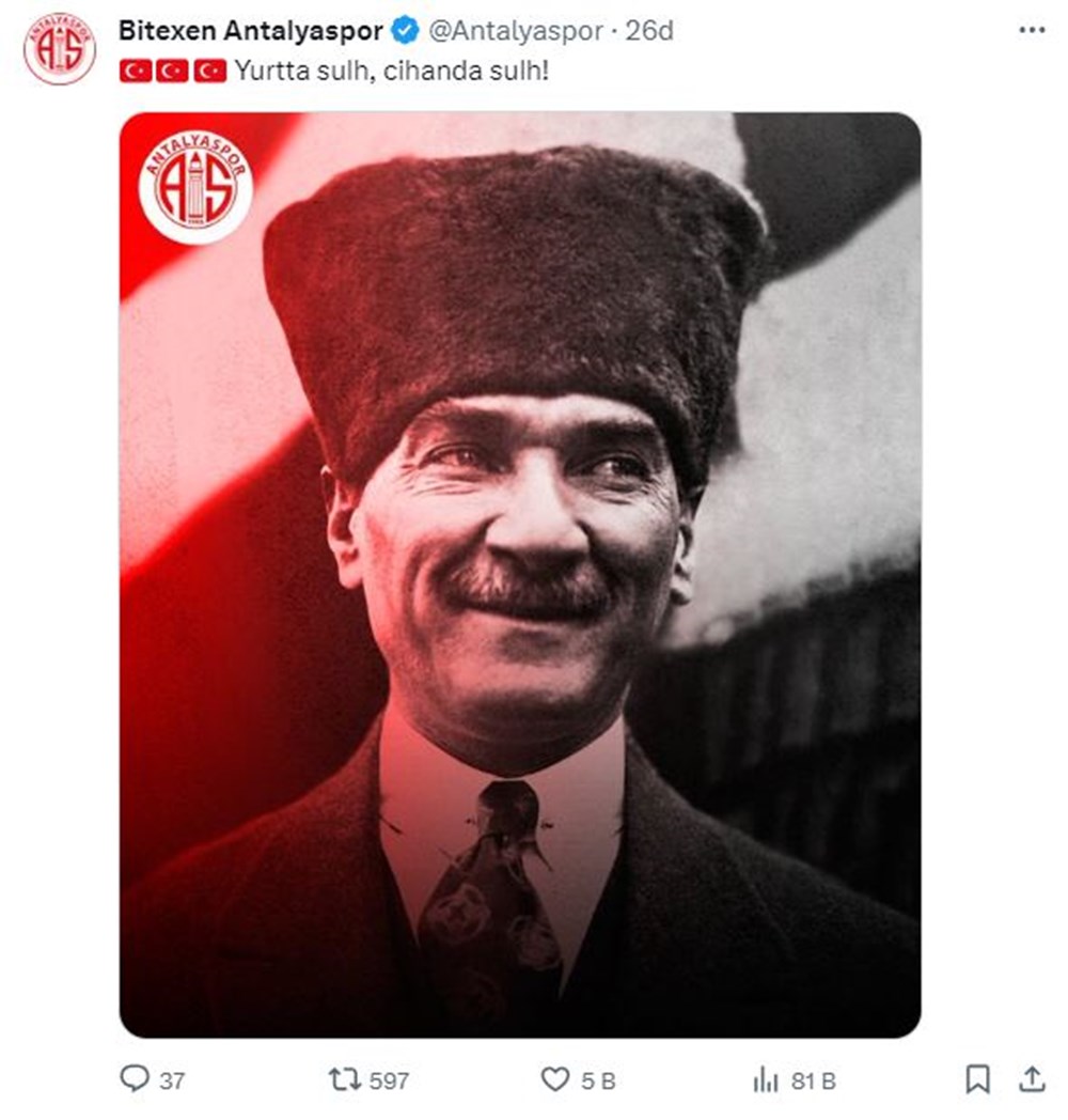 Süper Kupa'da kriz: Türk kulüplerinden Atatürk paylaşımları  - 7. Foto