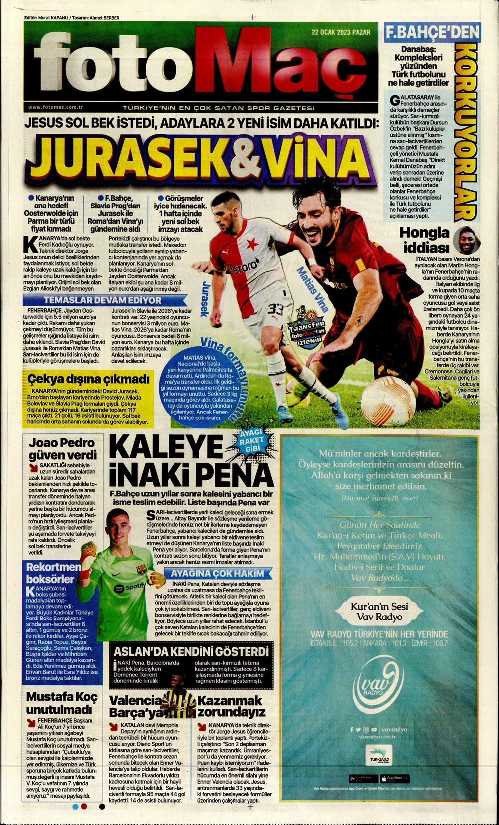 Sporun Manşetleri (22 Ocak 2023) - 13. Foto