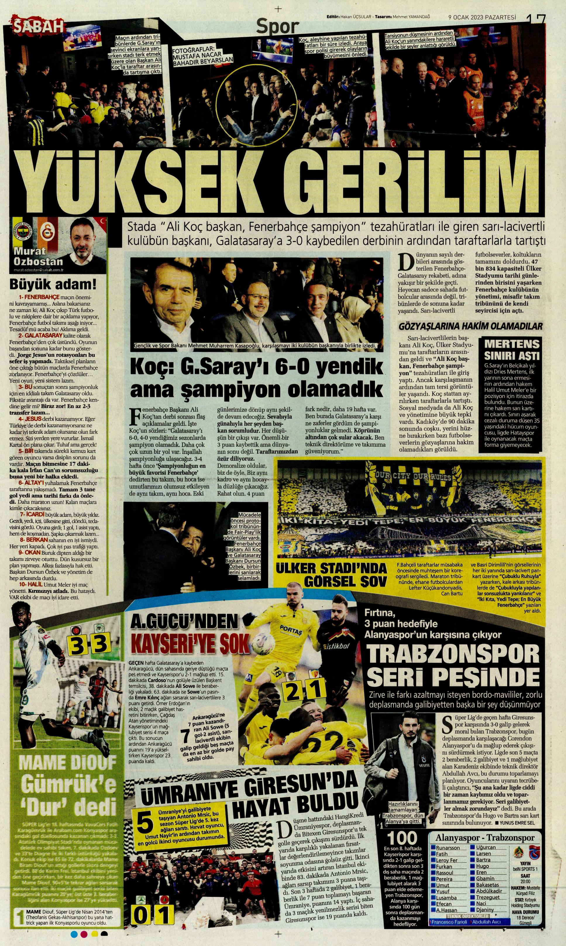 Sporun Manşetleri (9 Ocak 2023)  - 40. Foto