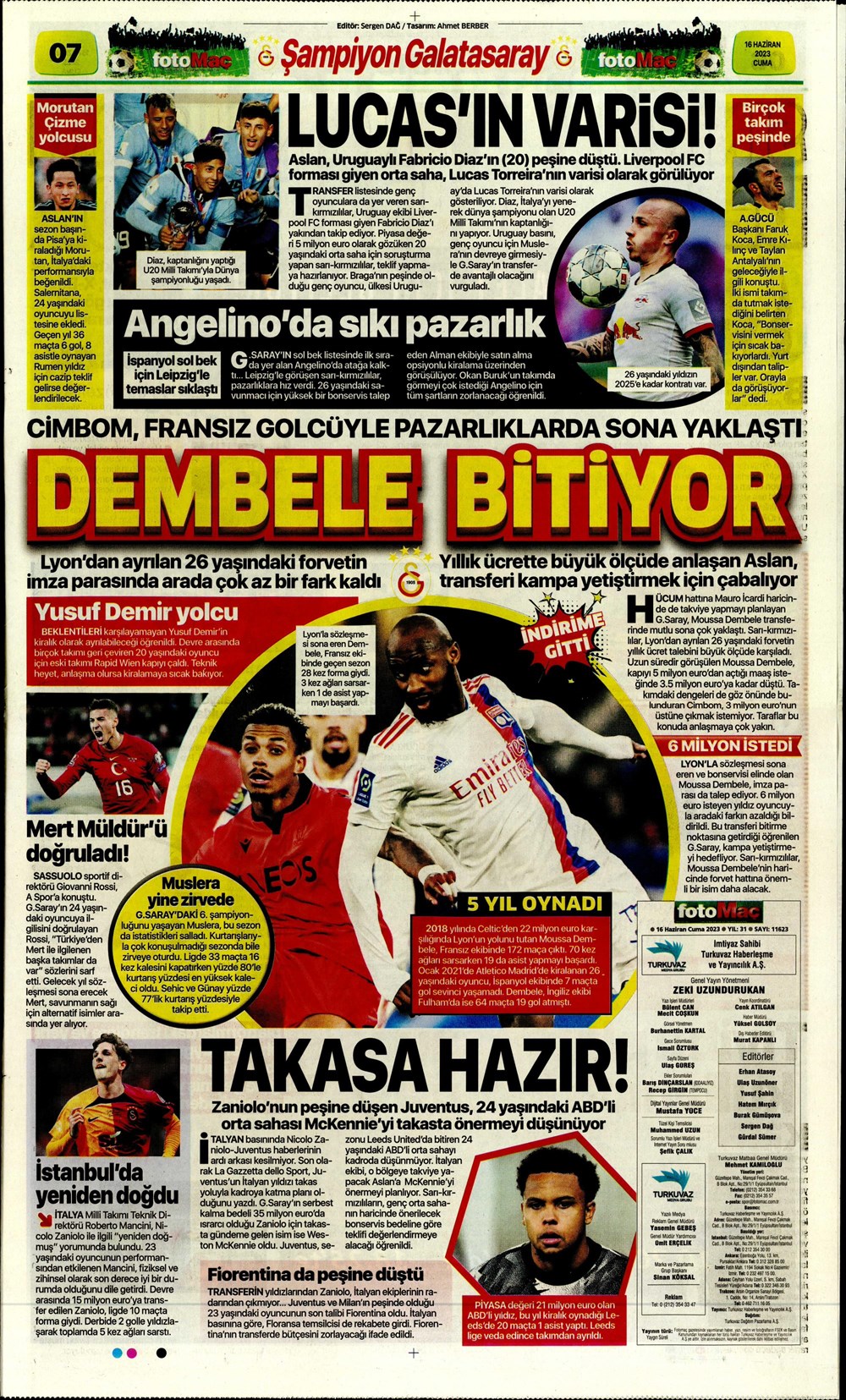 "Dzeko çok yakın" Sporun manşetleri (16 Haziran 2023)  - 14. Foto