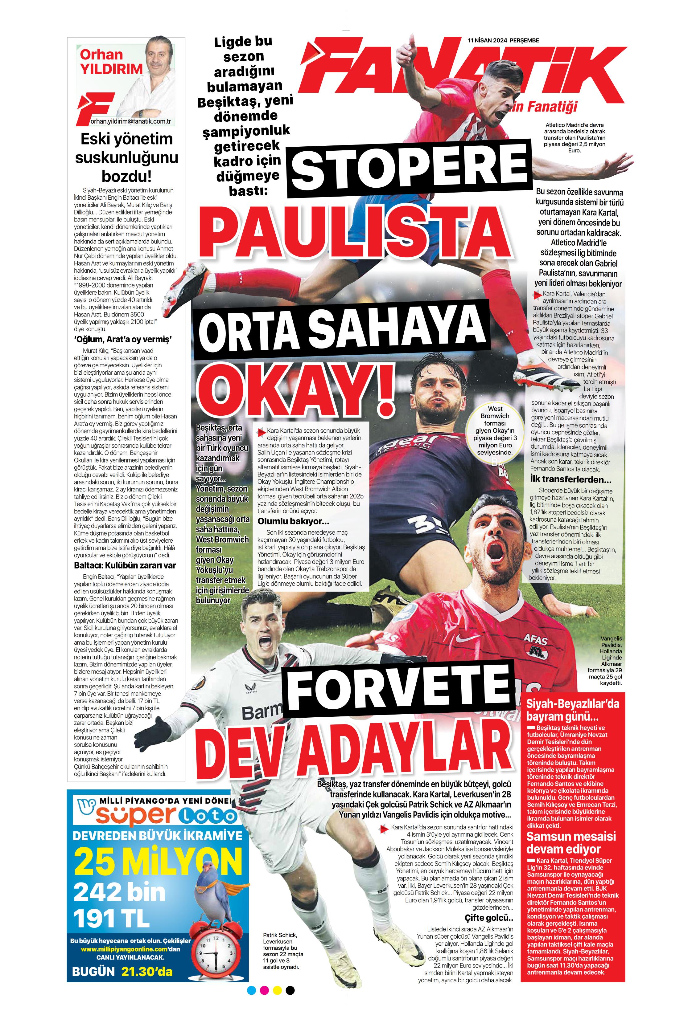 "Terim'in yerine Santos" | Sporun manşetleri (11 Nisan 2024)  - 9. Foto