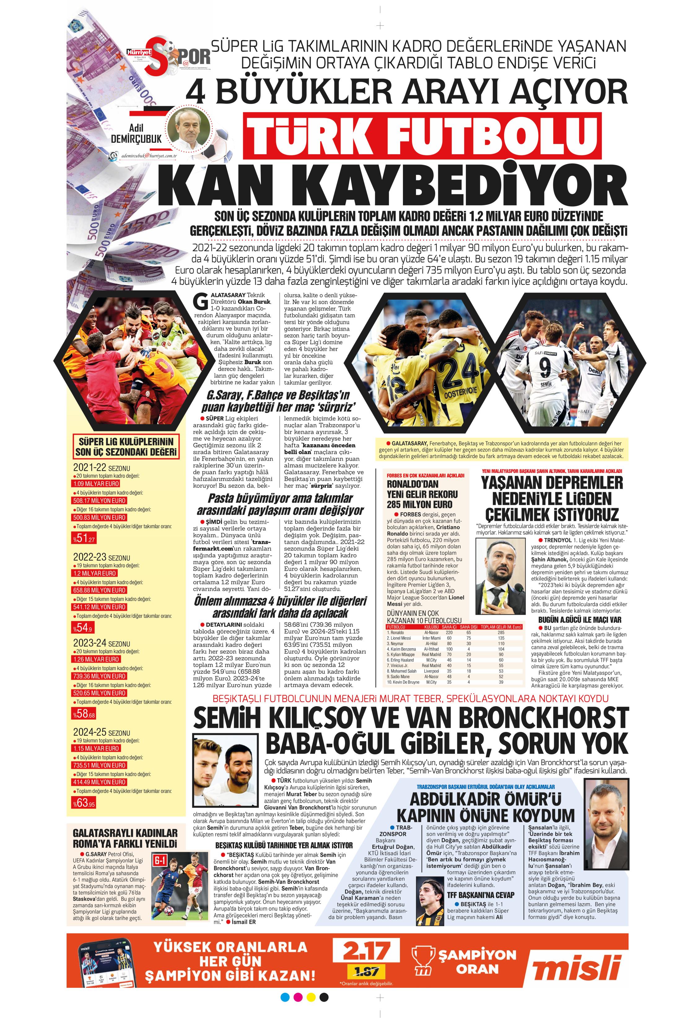"Fenerbahçe'ye 1 milyar euroluk bomba" | Sporun manşetleri (18 Ekim 2024)  - 16. Foto