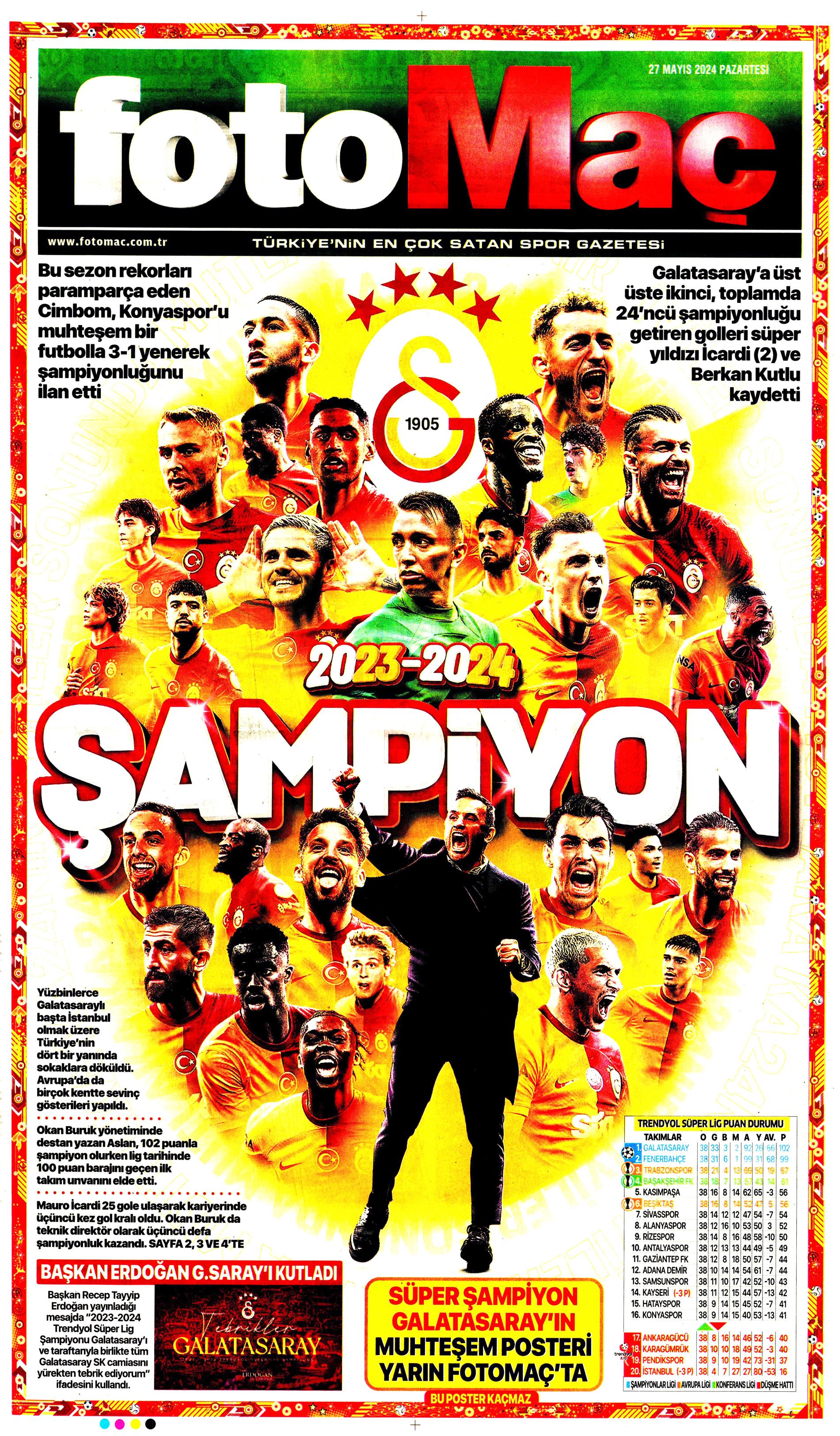 "Mayısların kralı şampiyon Aslan!" | Sporun manşetleri (27 Mayıs 2024)  - 14. Foto