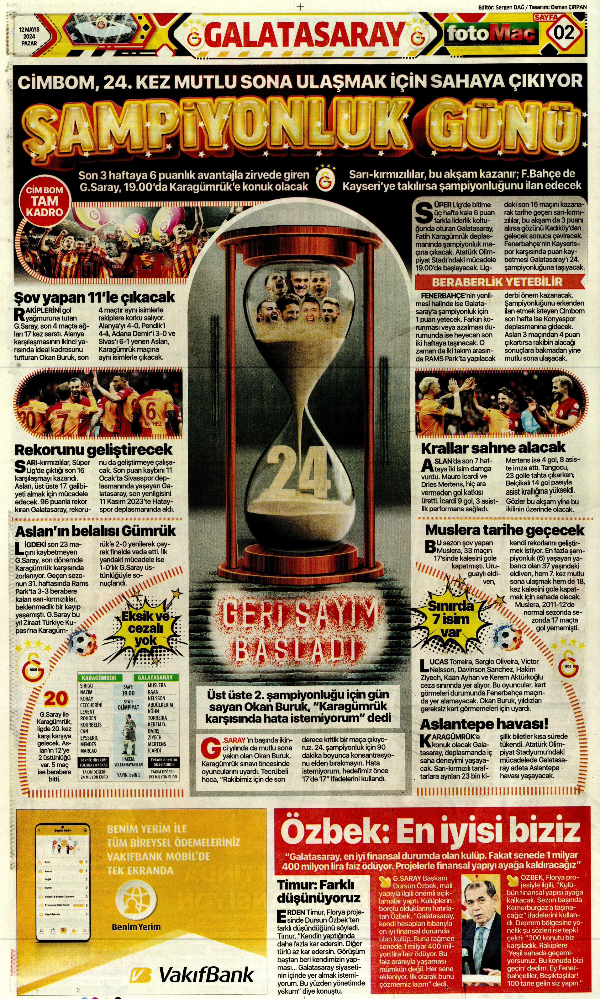 "Kerem piyangosu" | Sporun manşetleri (12 Mayıs 2024)  - 11. Foto