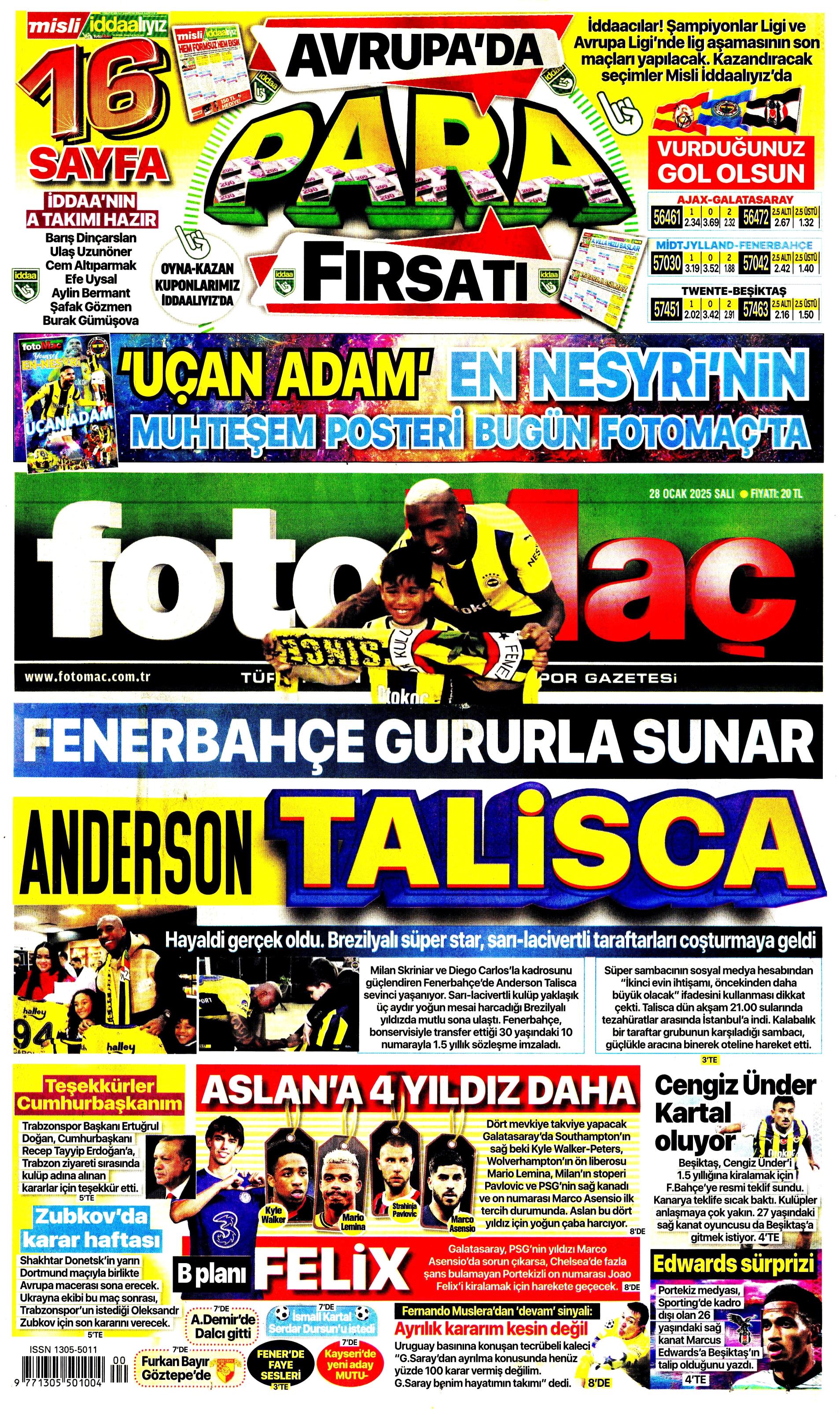 "Sıradaki transfer sol bek" | Sporun manşetleri  - 13. Foto