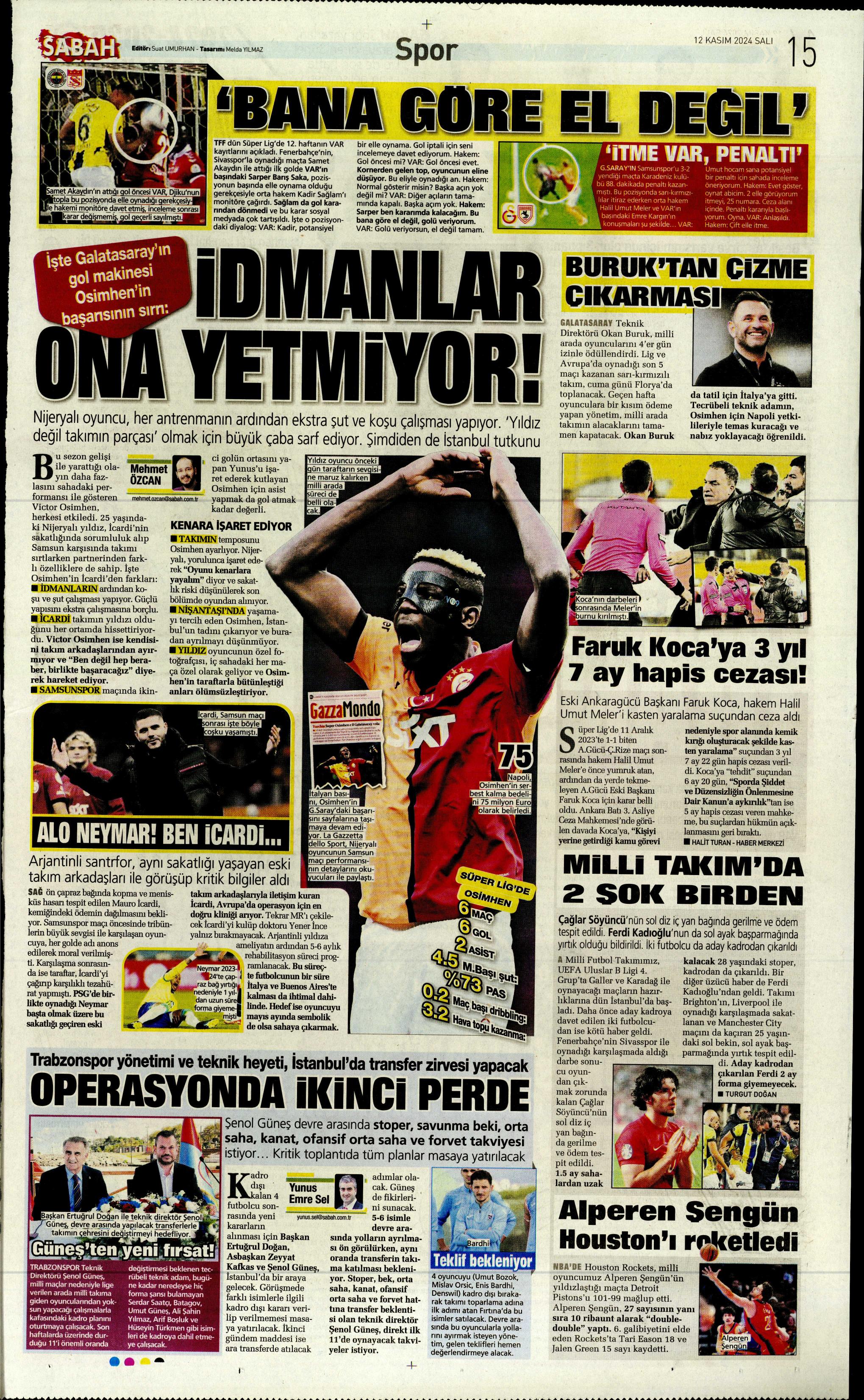 "Listenin başında onlar var: Talisca & Brown" | Sporun manşetleri (12 Kasım 2024)  - 25. Foto