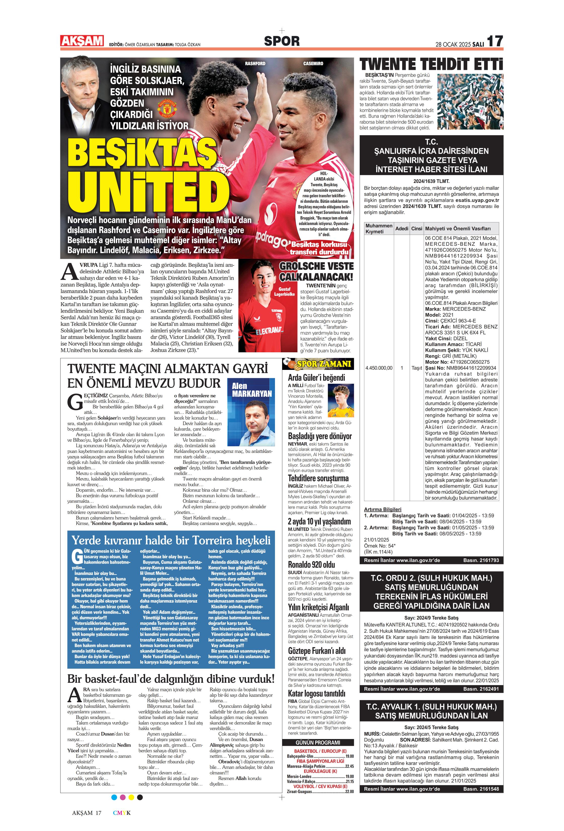 "Sıradaki transfer sol bek" | Sporun manşetleri  - 5. Foto