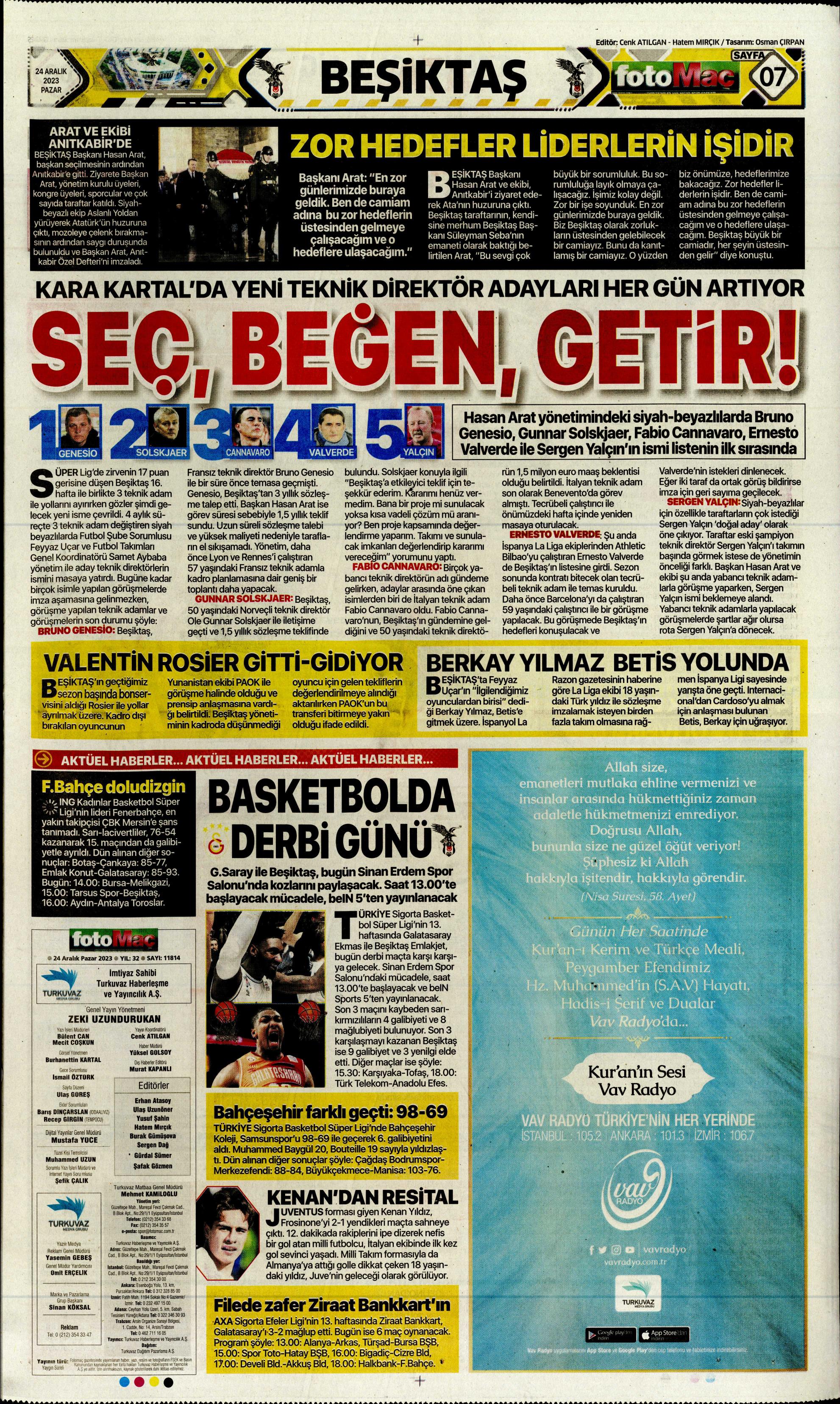 "Flick takımı görünce vazgeçti" | Sporun manşetleri (24 Aralık 2023)  - 16. Foto