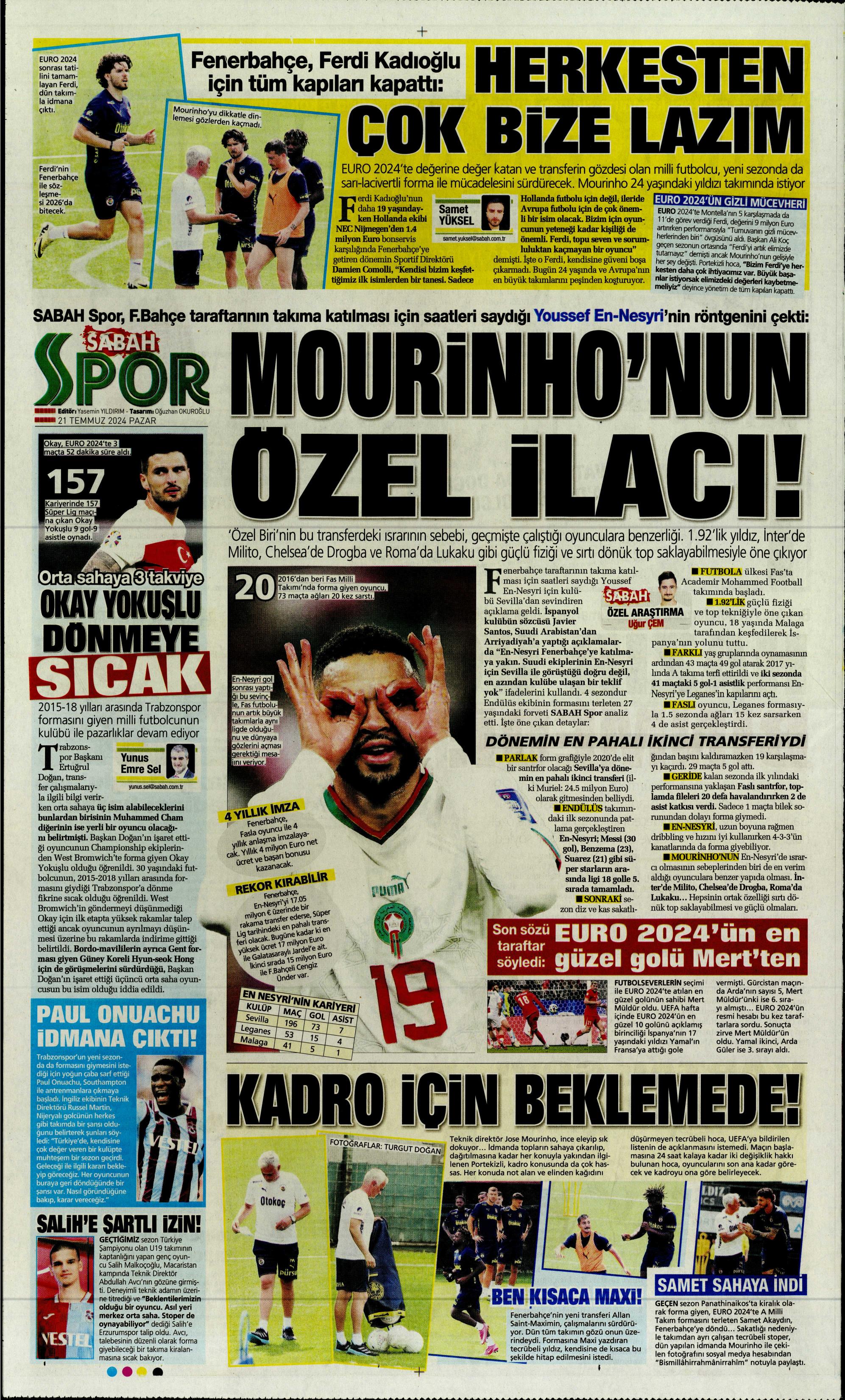 "Fenerbahçe'den Berge hamlesi" | Sporun Manşetleri (21 Temmuz 2024)  - 26. Foto