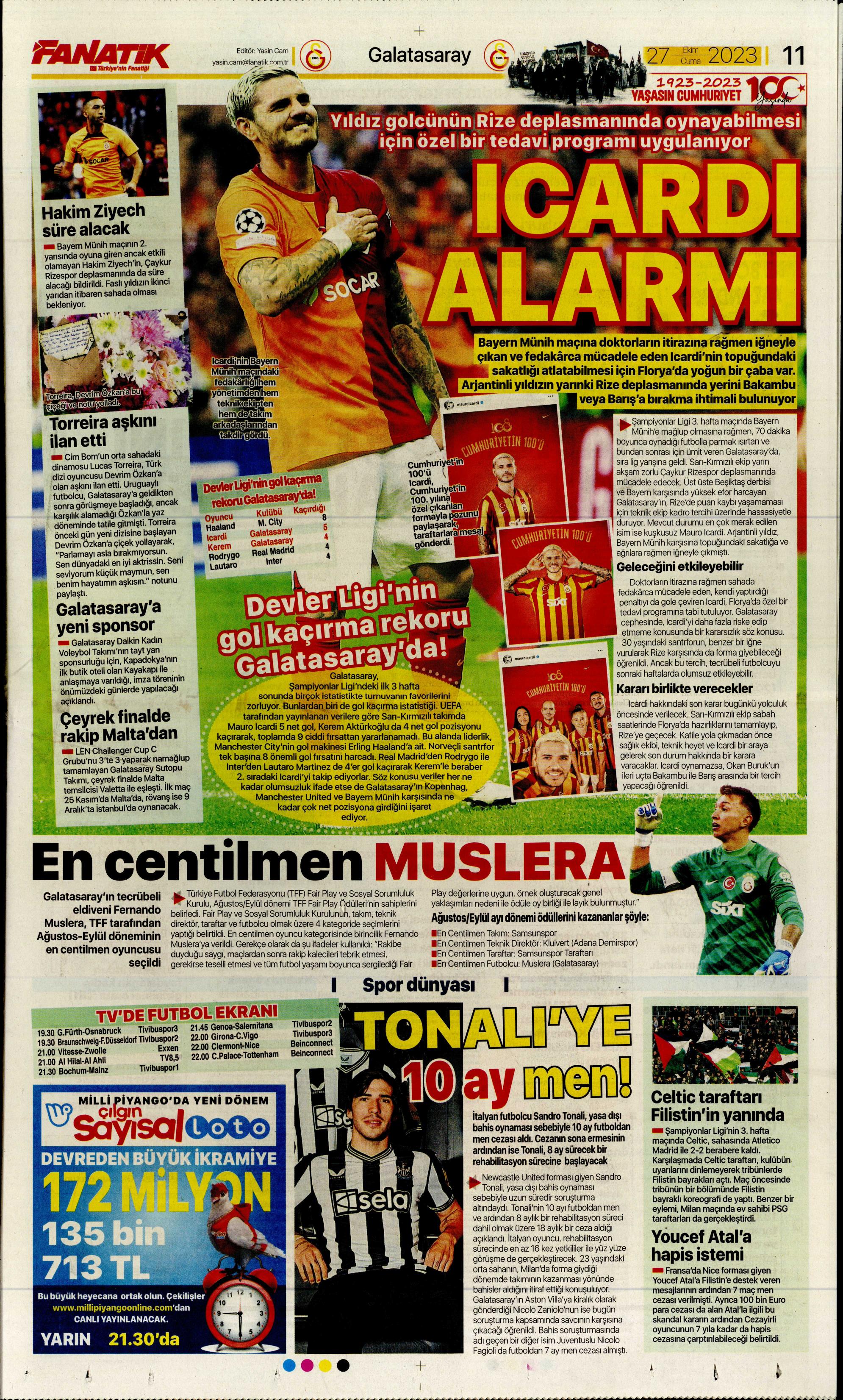 "Yüzyılın Fener'i" | Sporun manşetleri (27 Ekim 2023)  - 6. Foto