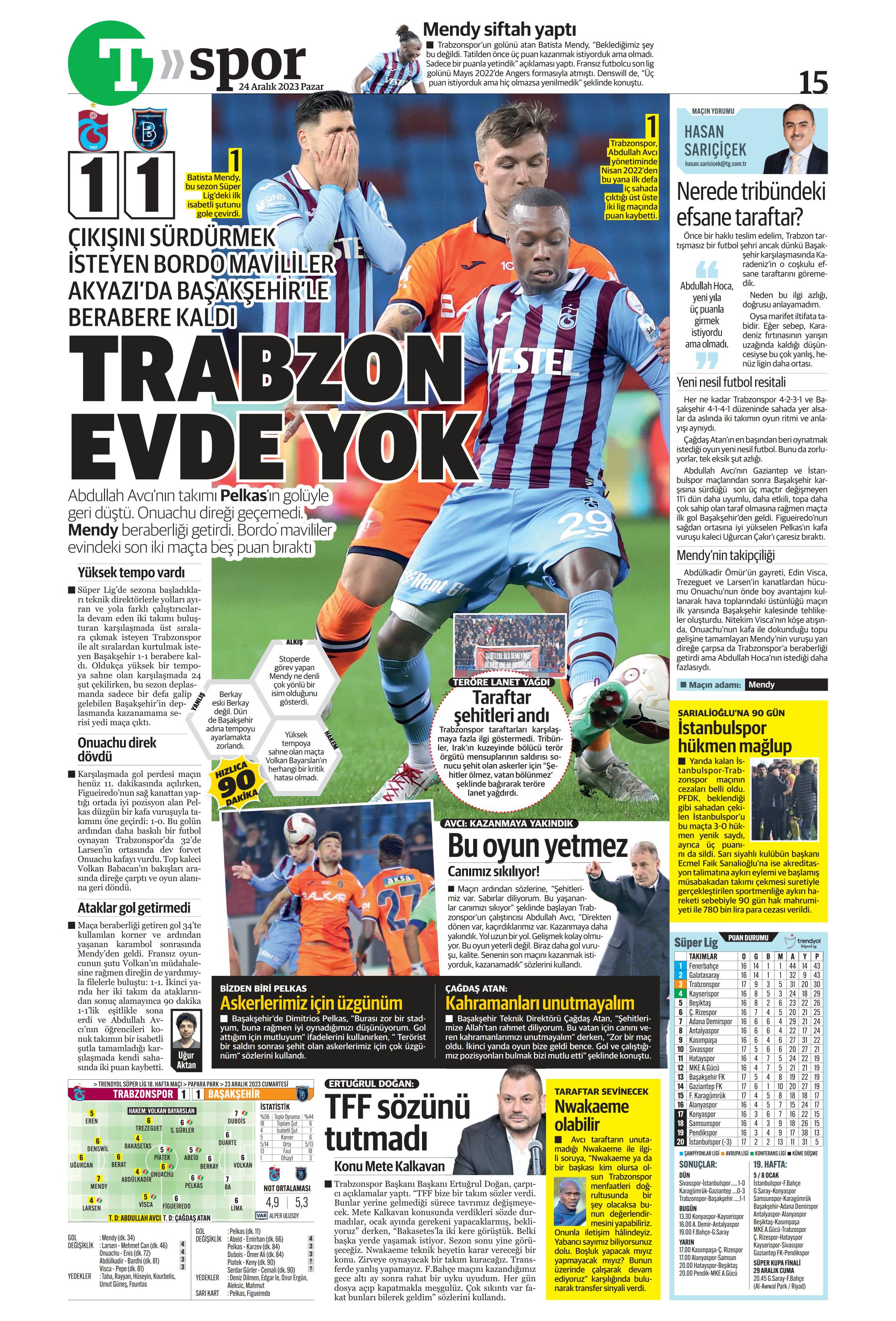 "Flick takımı görünce vazgeçti" | Sporun manşetleri (24 Aralık 2023)  - 42. Foto