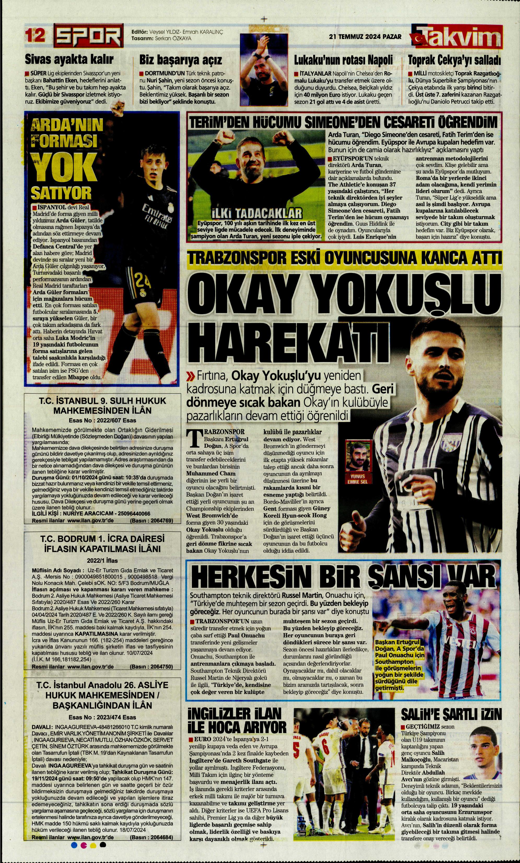 "Fenerbahçe'den Berge hamlesi" | Sporun Manşetleri (21 Temmuz 2024)  - 29. Foto