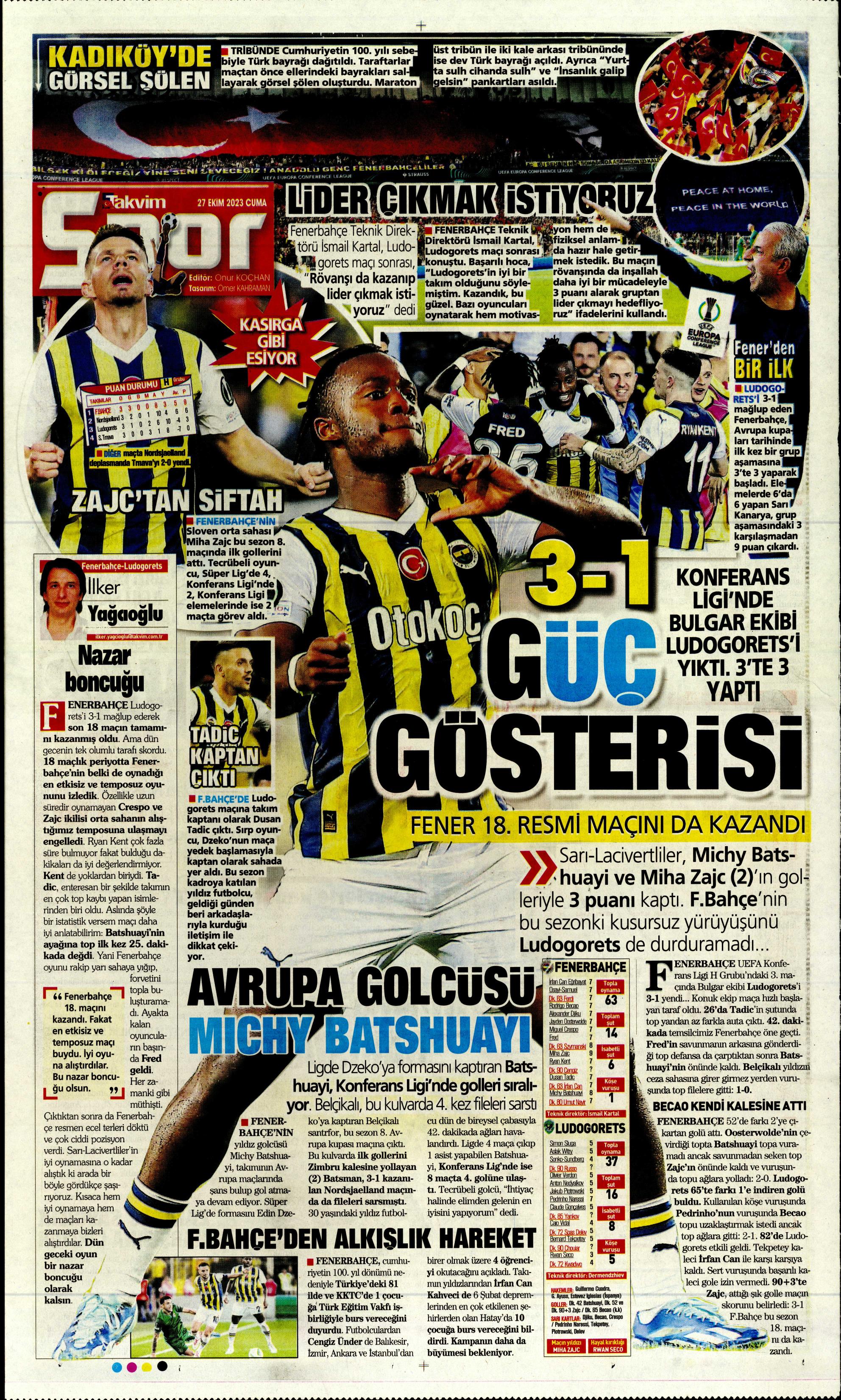 "Yüzyılın Fener'i" | Sporun manşetleri (27 Ekim 2023)  - 37. Foto