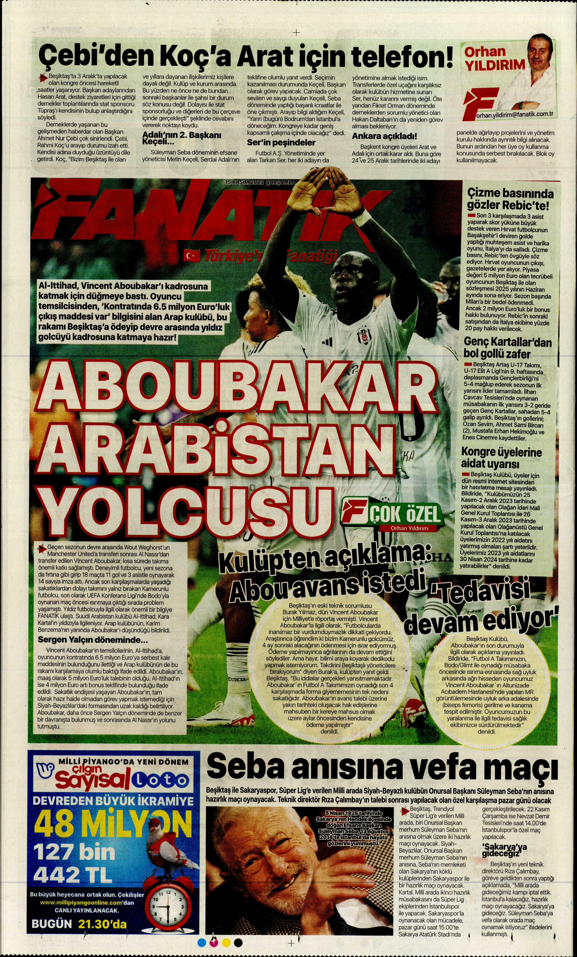 "Aboubakar Arabistan Yolcusu" | Sporun Manşetleri (15 Kasım 2023)- Son ...