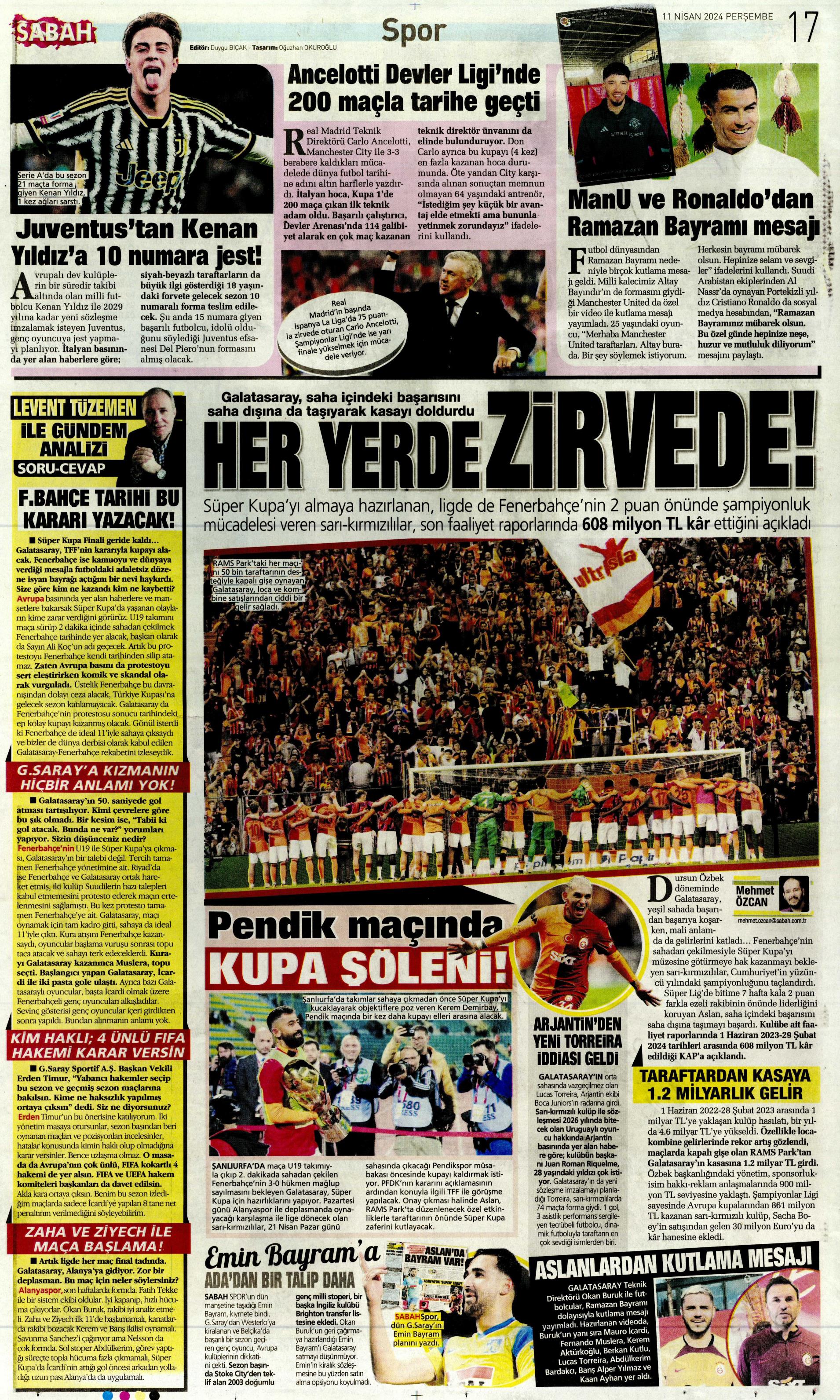 "Terim'in yerine Santos" | Sporun manşetleri (11 Nisan 2024)  - 24. Foto