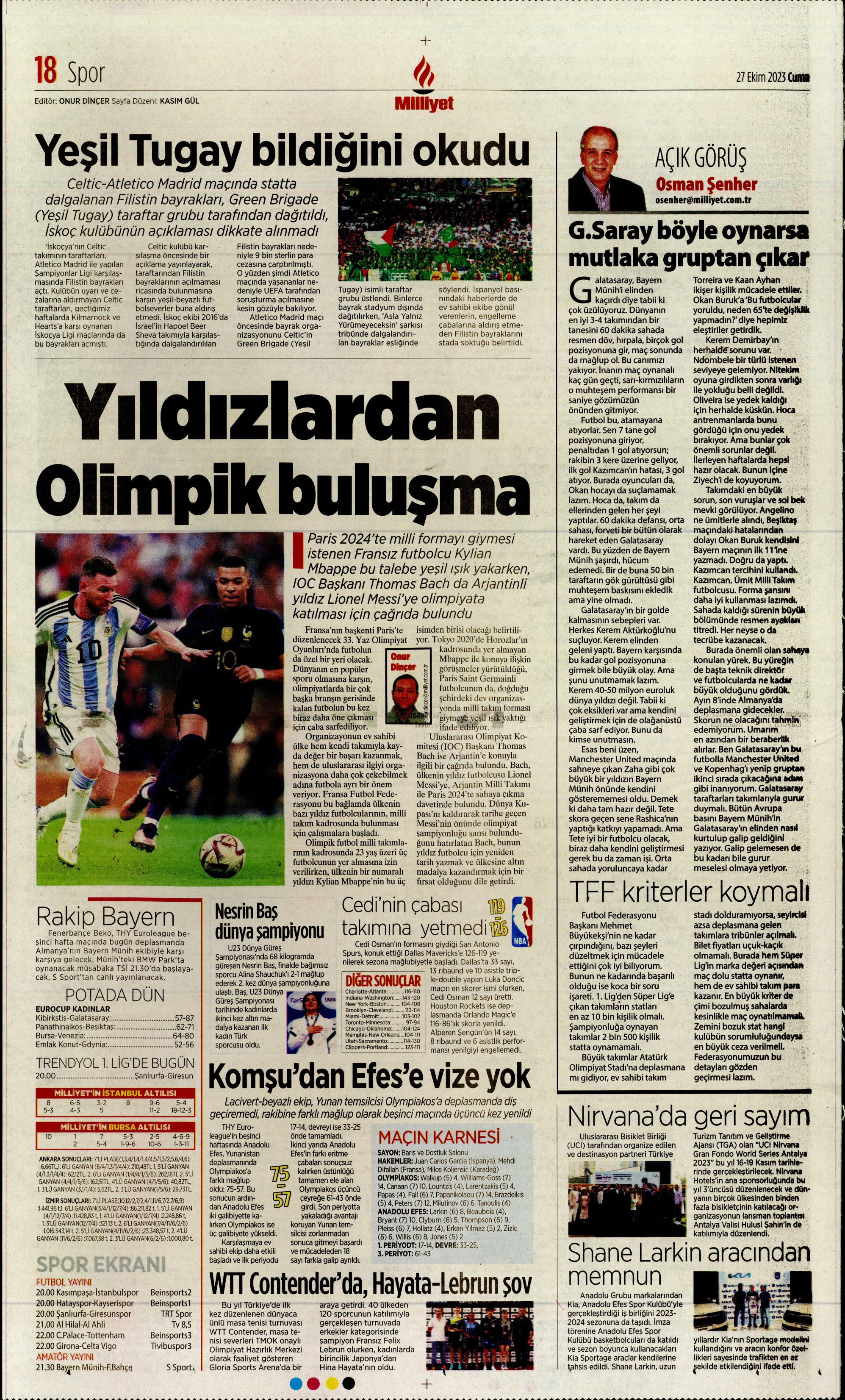 "Yüzyılın Fener'i" | Sporun manşetleri (27 Ekim 2023)  - 24. Foto