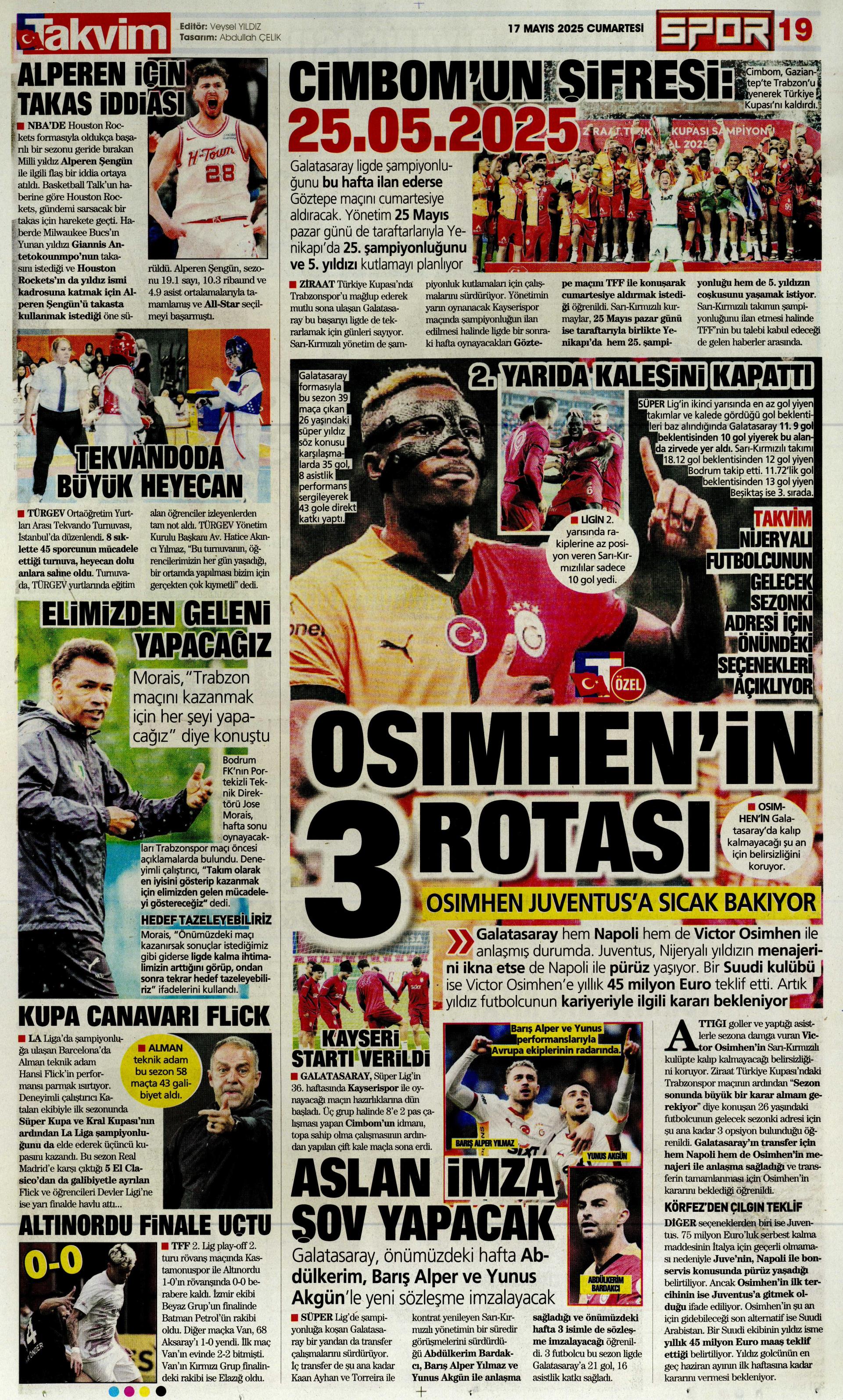 "Osimhen çılgınlığı" | Sporun manşetleri  - 34. Foto