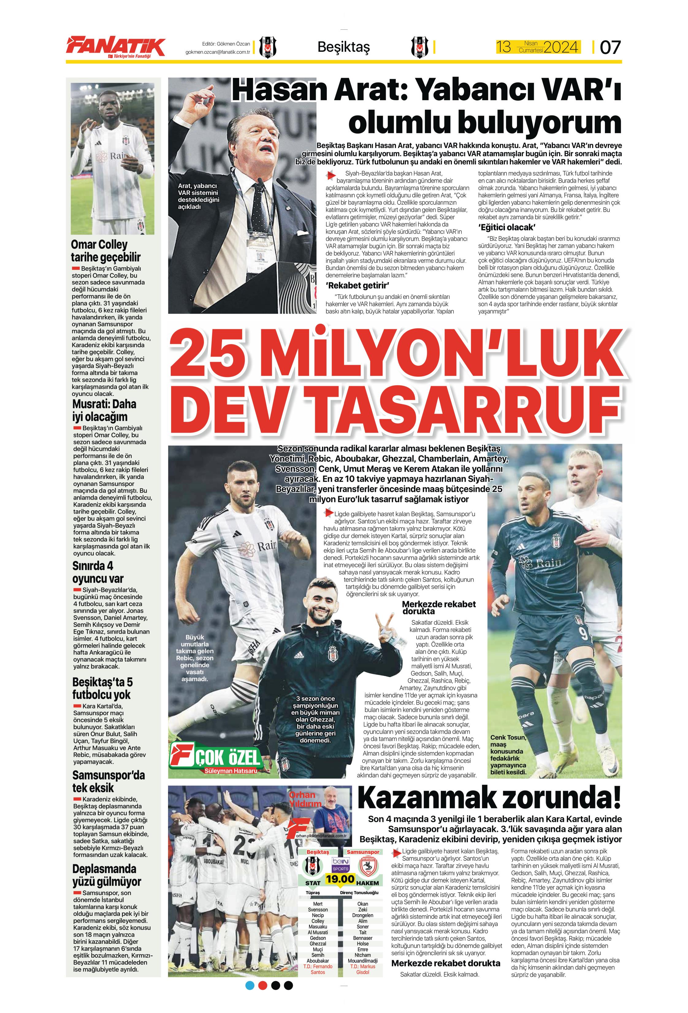 "Cimbom'un çehresi değişecek" | Sporun manşetleri (13 Nisan 2024)  - 7. Foto