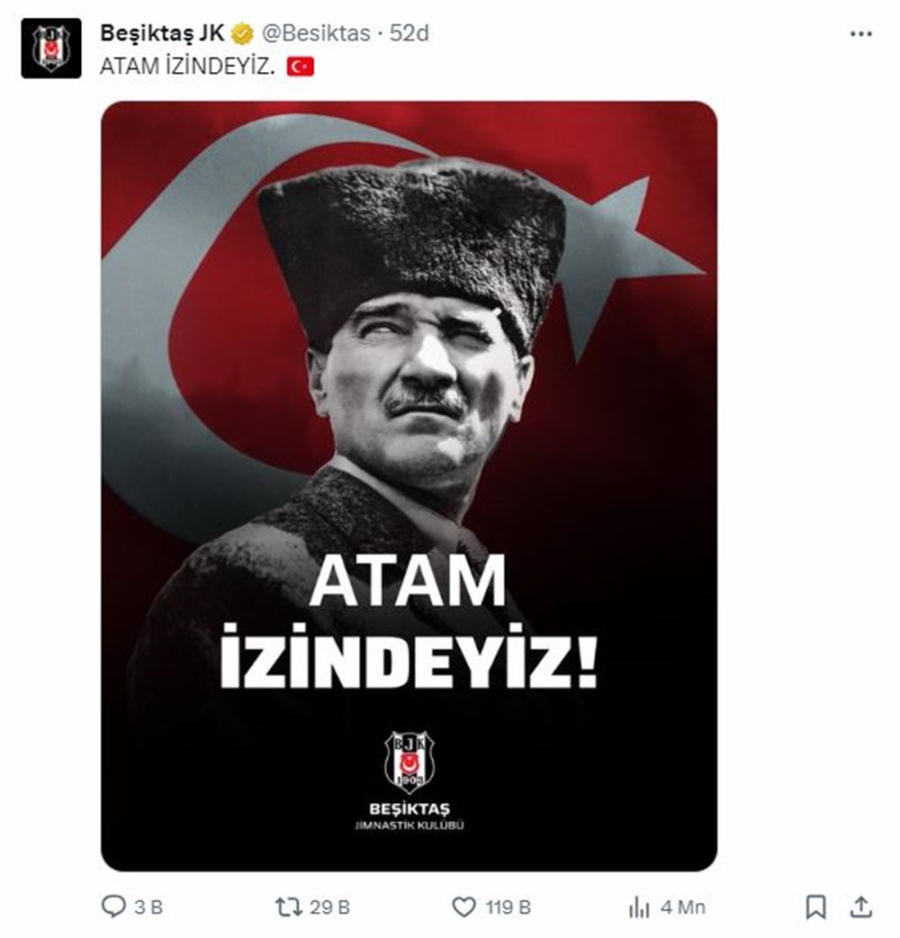 Süper Kupa'da kriz: Türk kulüplerinden Atatürk paylaşımları  - 2. Foto