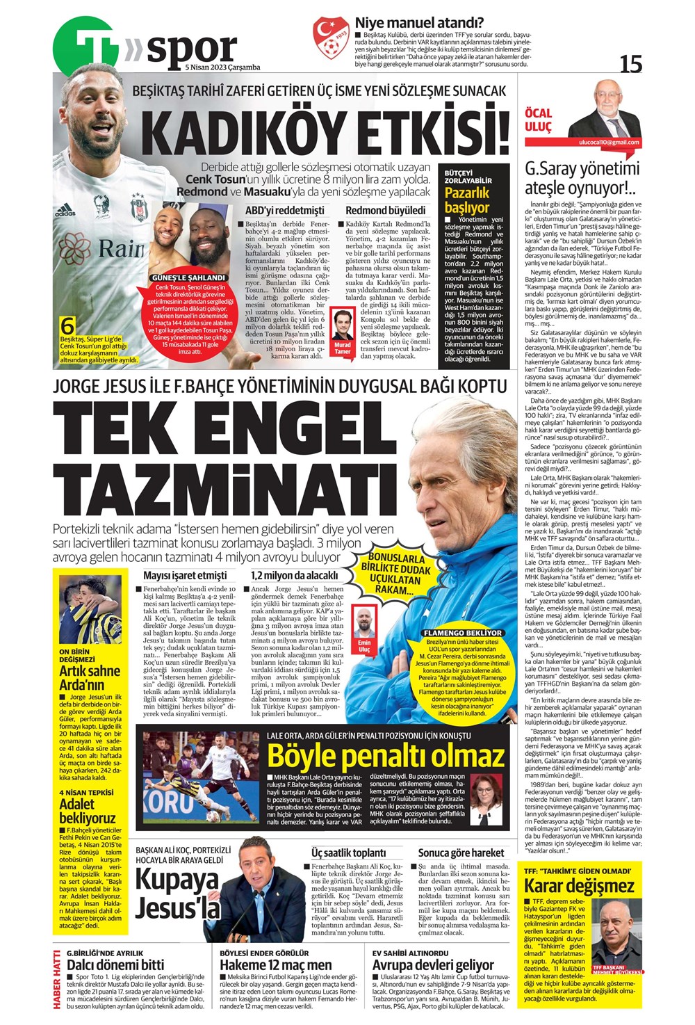 "Dünyada kimse buna penaltı demez" - Sporun manşetleri (5 Nisan 2023)  - 36. Foto