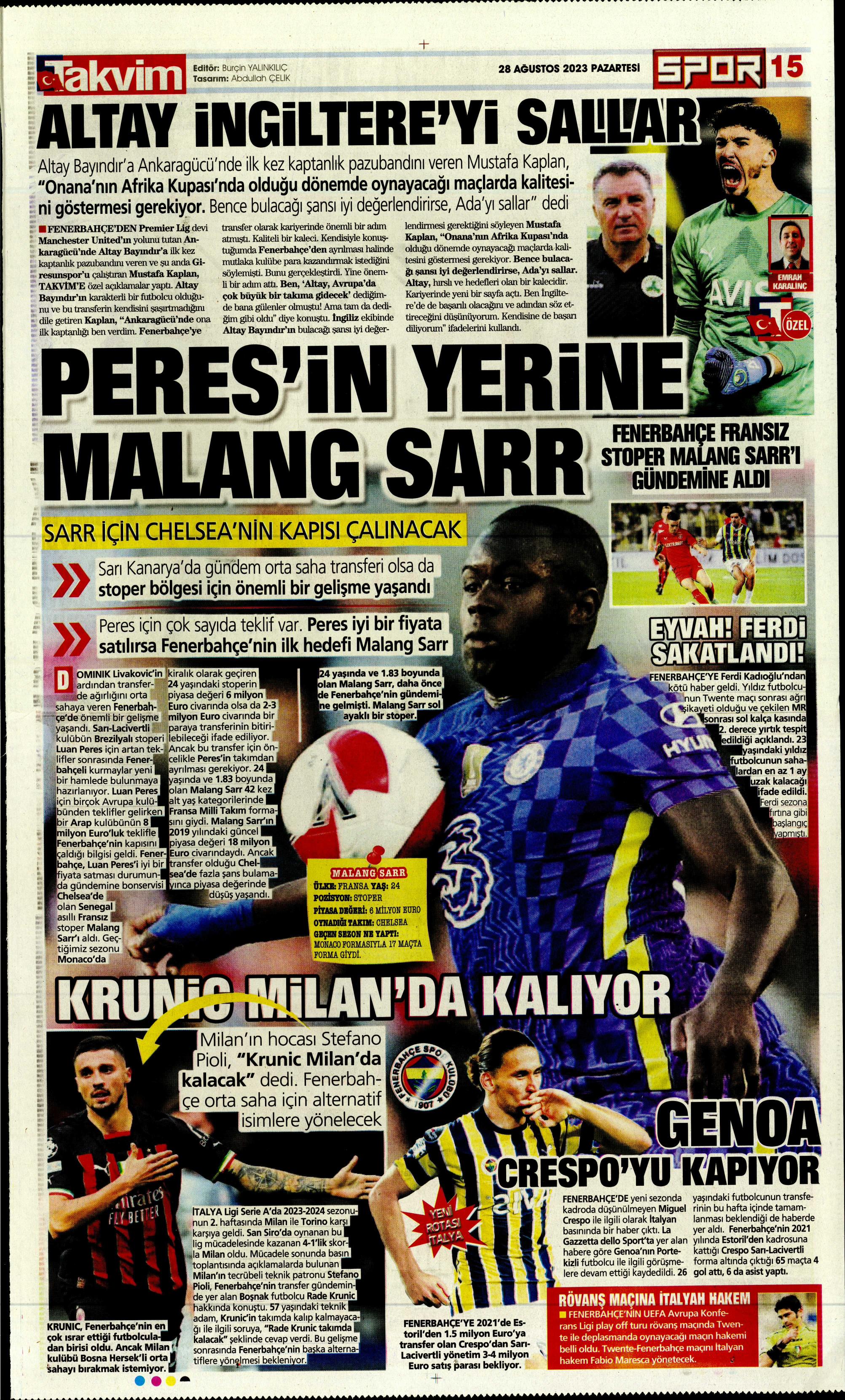 "Ramos'ta sona doğru" | Sporun Manşetleri  - 31. Foto