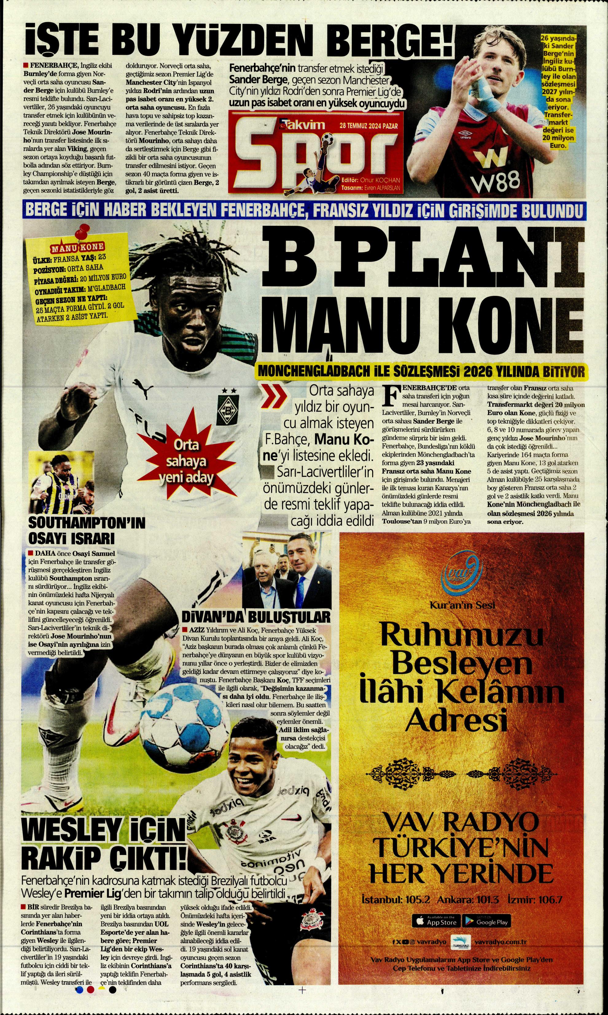 "Aslan'da rota Gravenberch" | Sporun Manşetleri (28 Temmuz 2024)  - 37. Foto