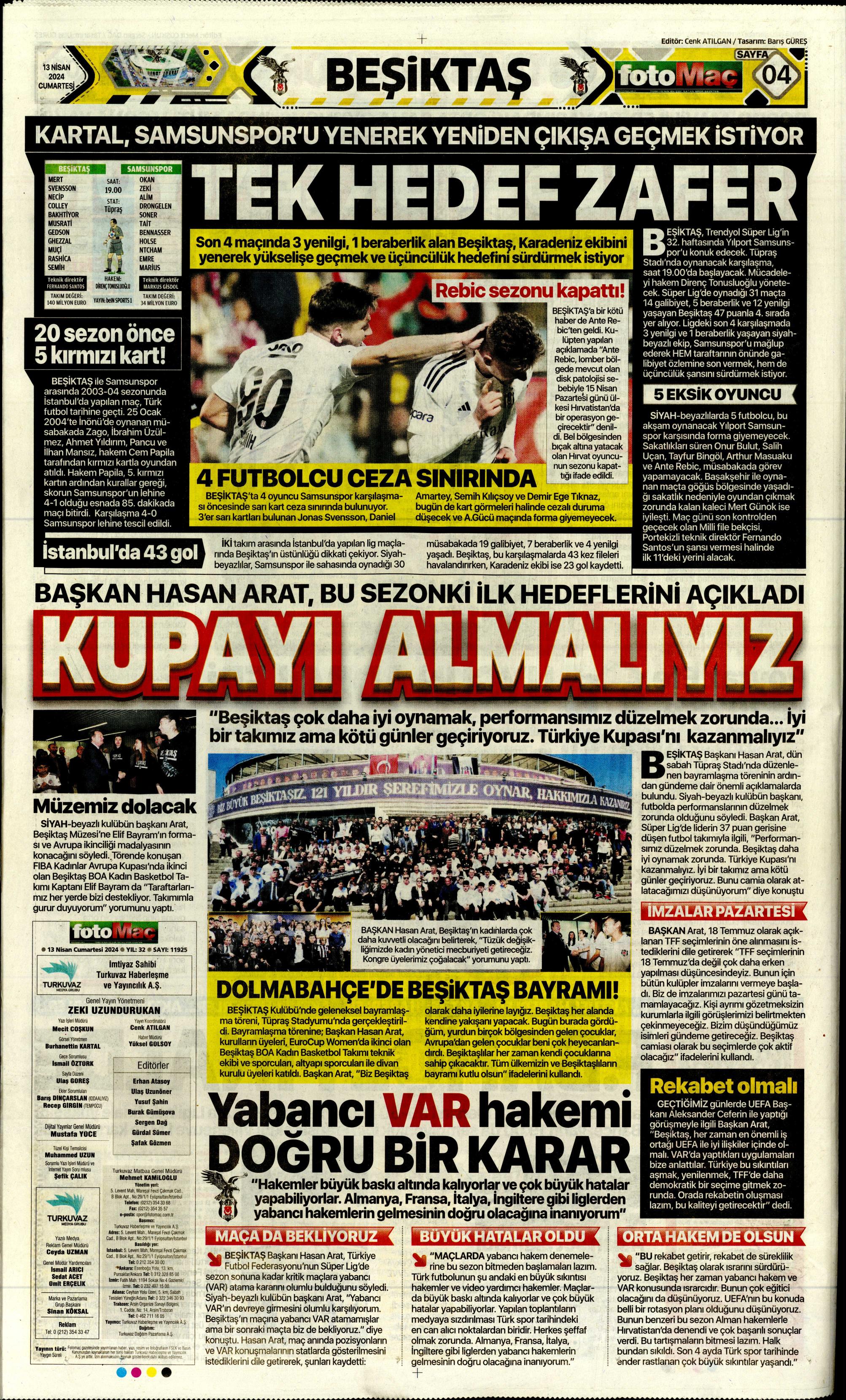 "Cimbom'un çehresi değişecek" | Sporun manşetleri (13 Nisan 2024)  - 12. Foto