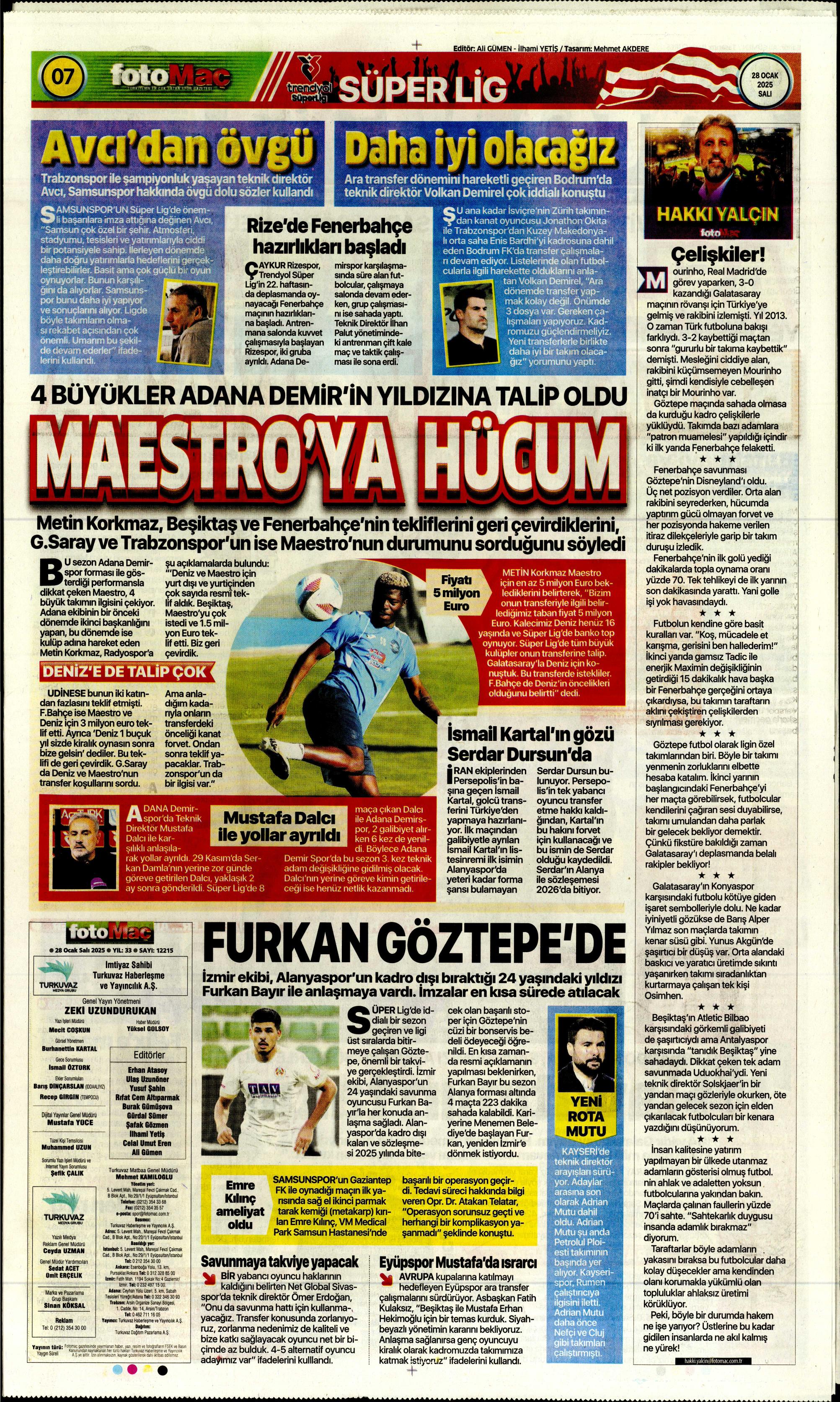 "Sıradaki transfer sol bek" | Sporun manşetleri  - 16. Foto