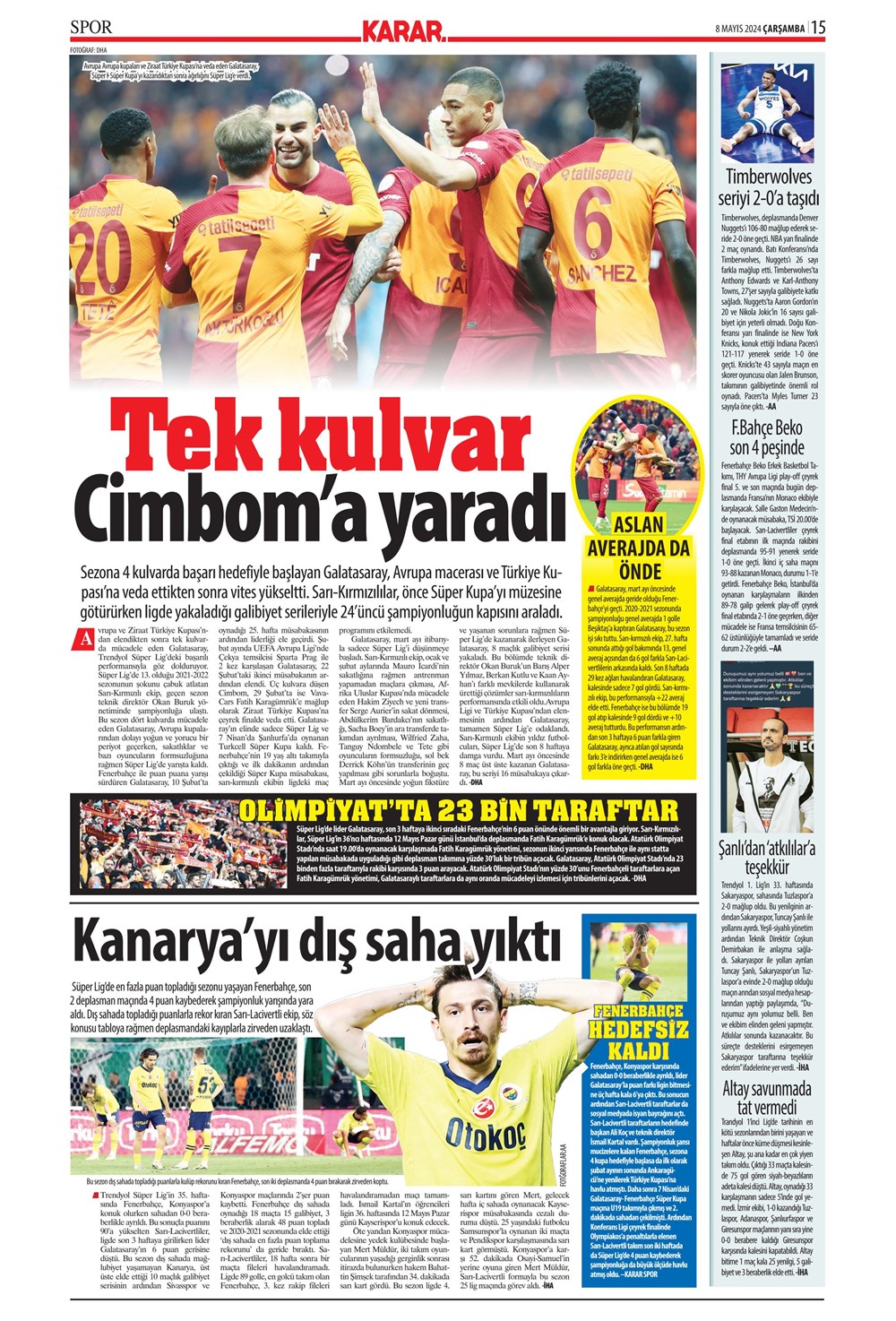 "Fenerbahçe'de deli sorular" | Sporun manşetleri (8 Mayıs 2024)  - 17. Foto