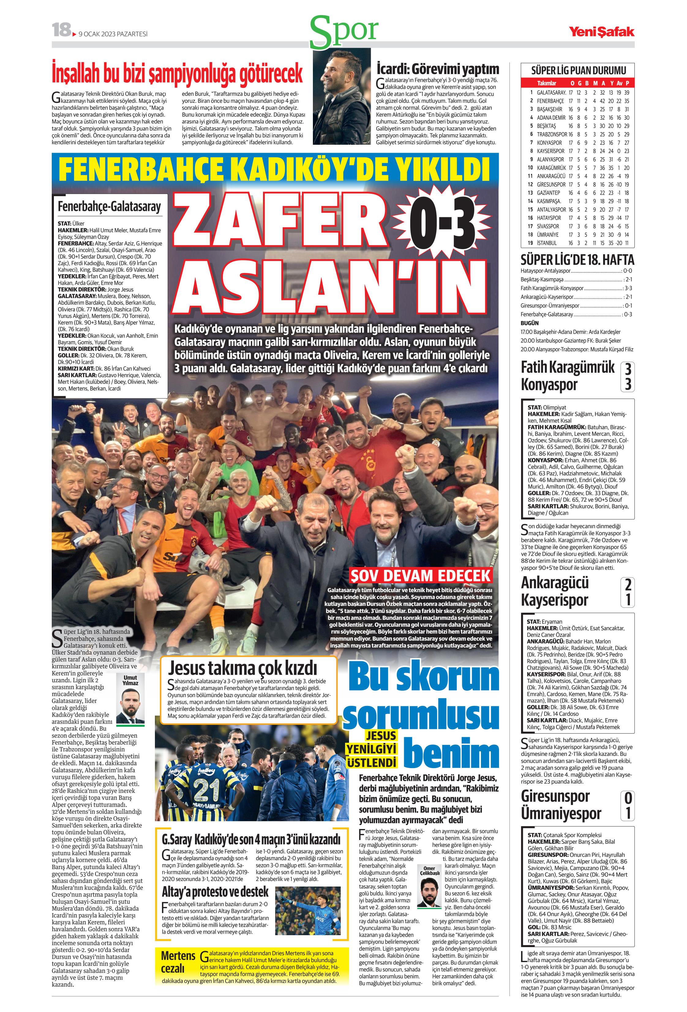 Sporun Manşetleri (9 Ocak 2023)  - 51. Foto