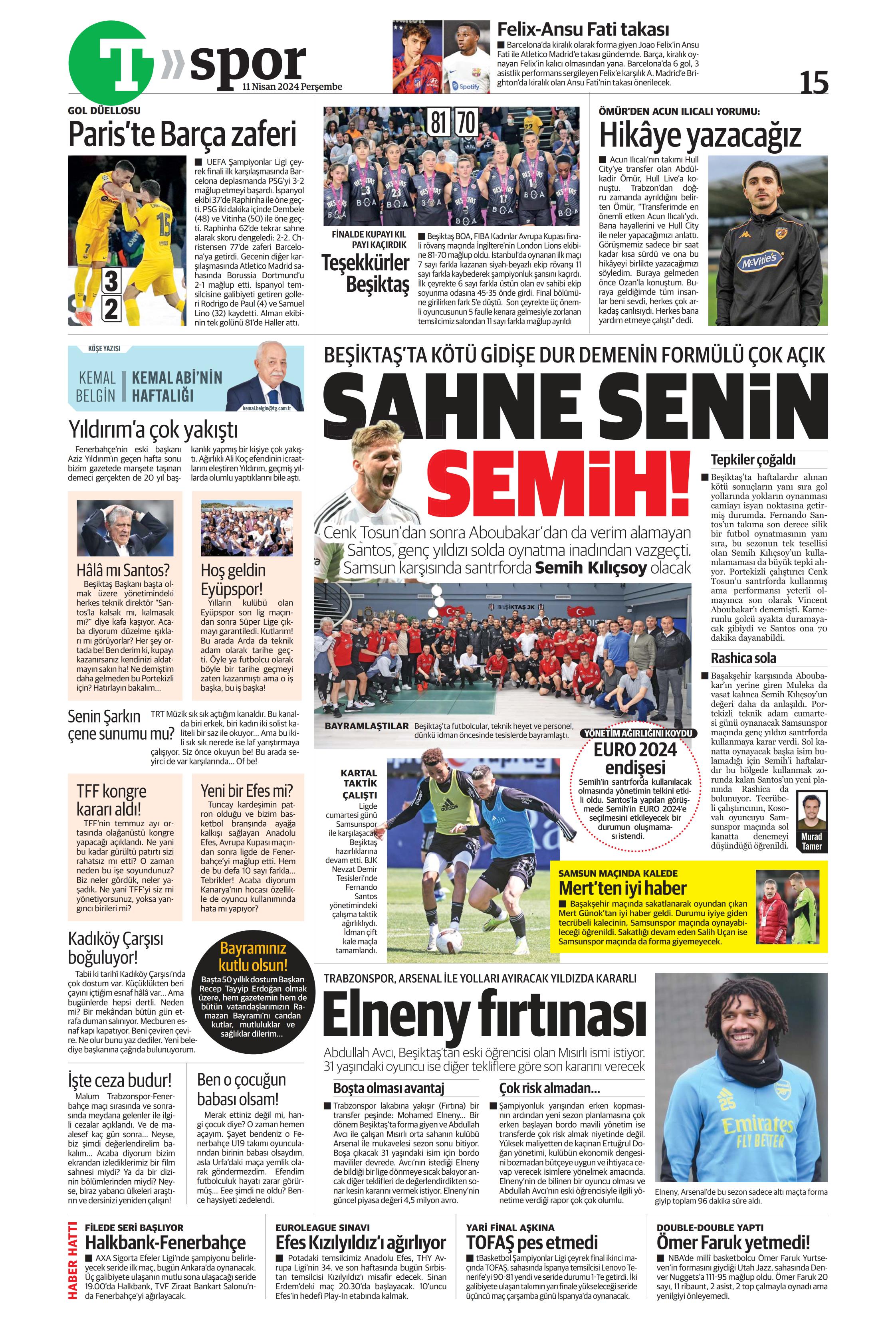 "Terim'in yerine Santos" | Sporun manşetleri (11 Nisan 2024)  - 33. Foto