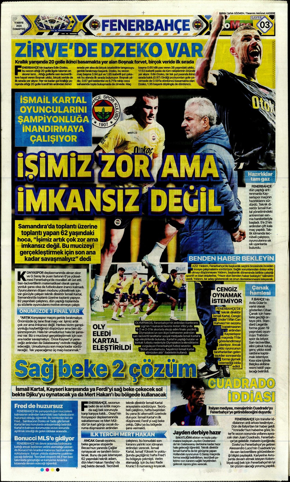 "Fener'de Mourinho sesleri" | Sporun manşetleri (11 Mayıs 2024)  - 12. Foto