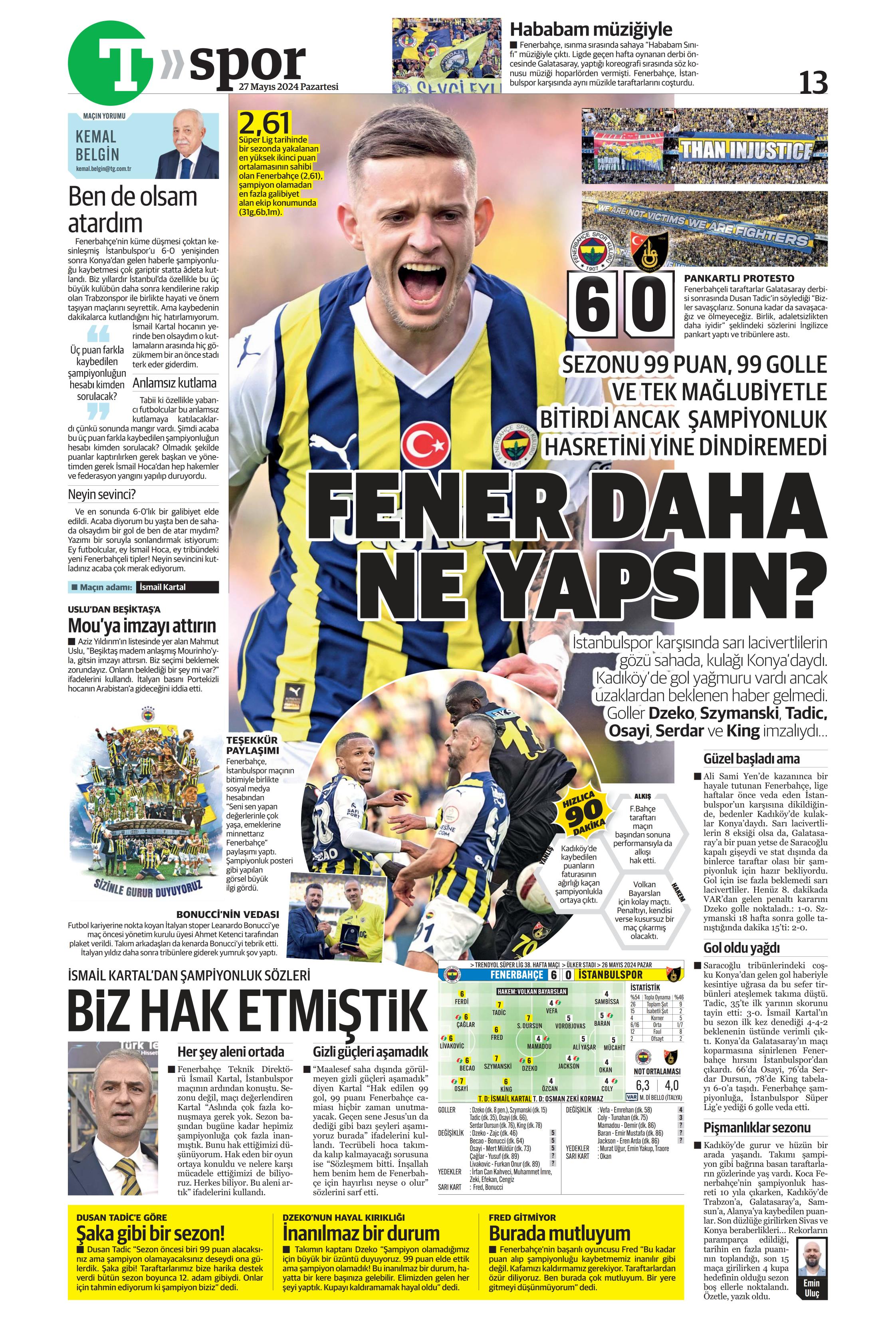 "Mayısların kralı şampiyon Aslan!" | Sporun manşetleri (27 Mayıs 2024)  - 54. Foto