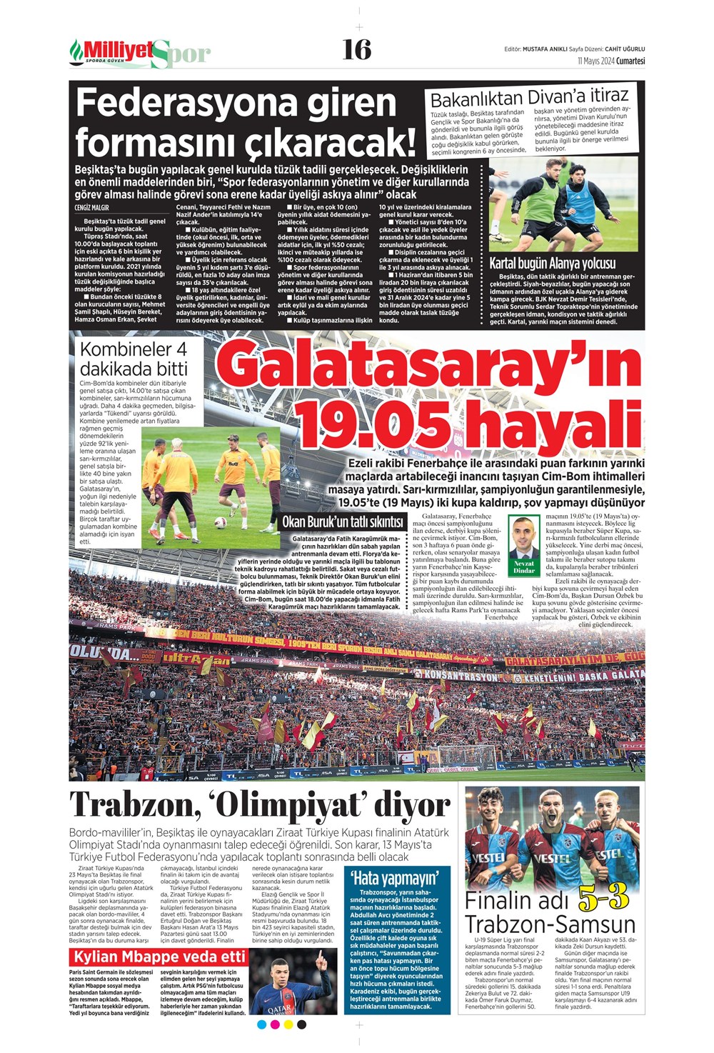 "Fener'de Mourinho sesleri" | Sporun manşetleri (11 Mayıs 2024)  - 21. Foto