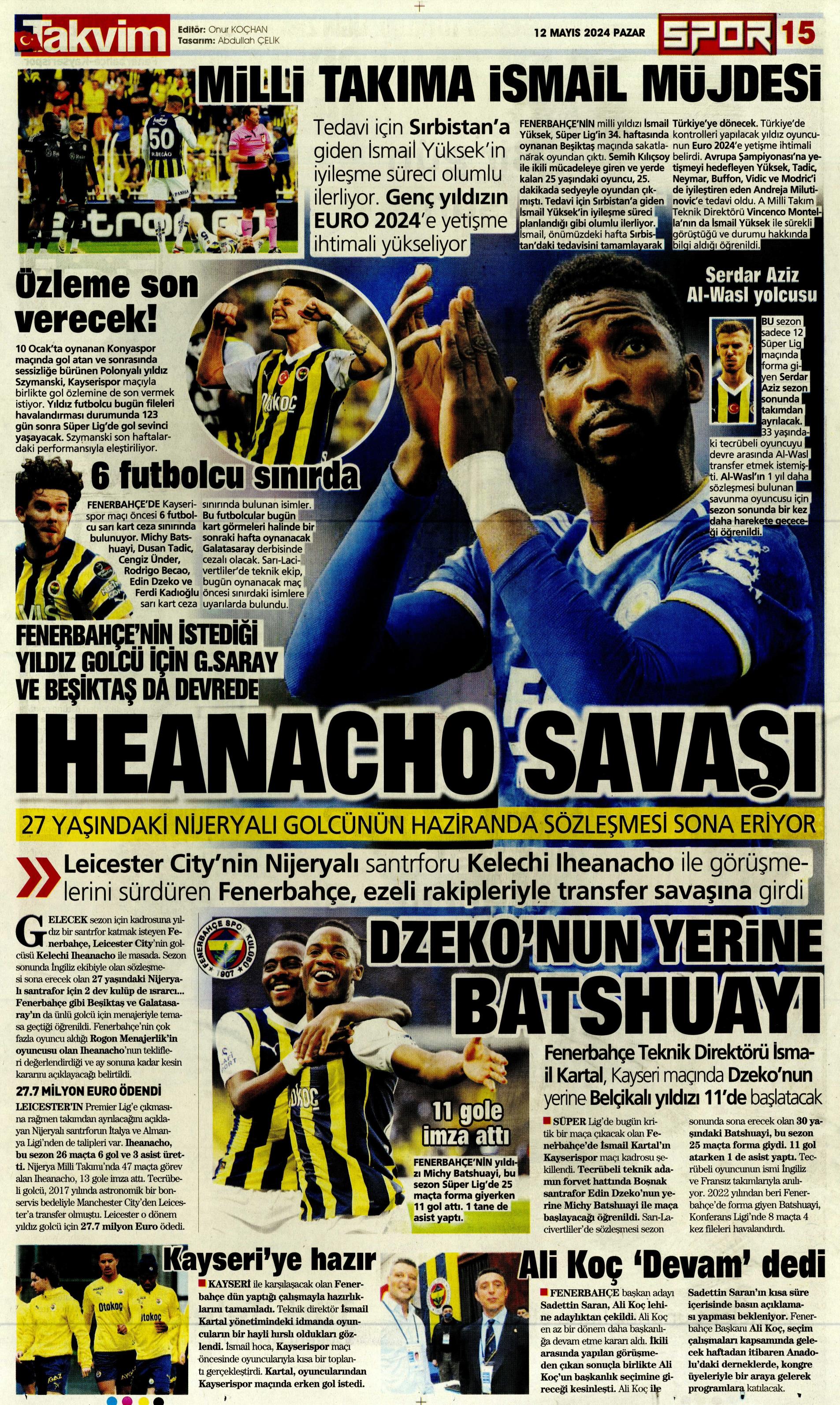 "Kerem piyangosu" | Sporun manşetleri (12 Mayıs 2024)  - 42. Foto