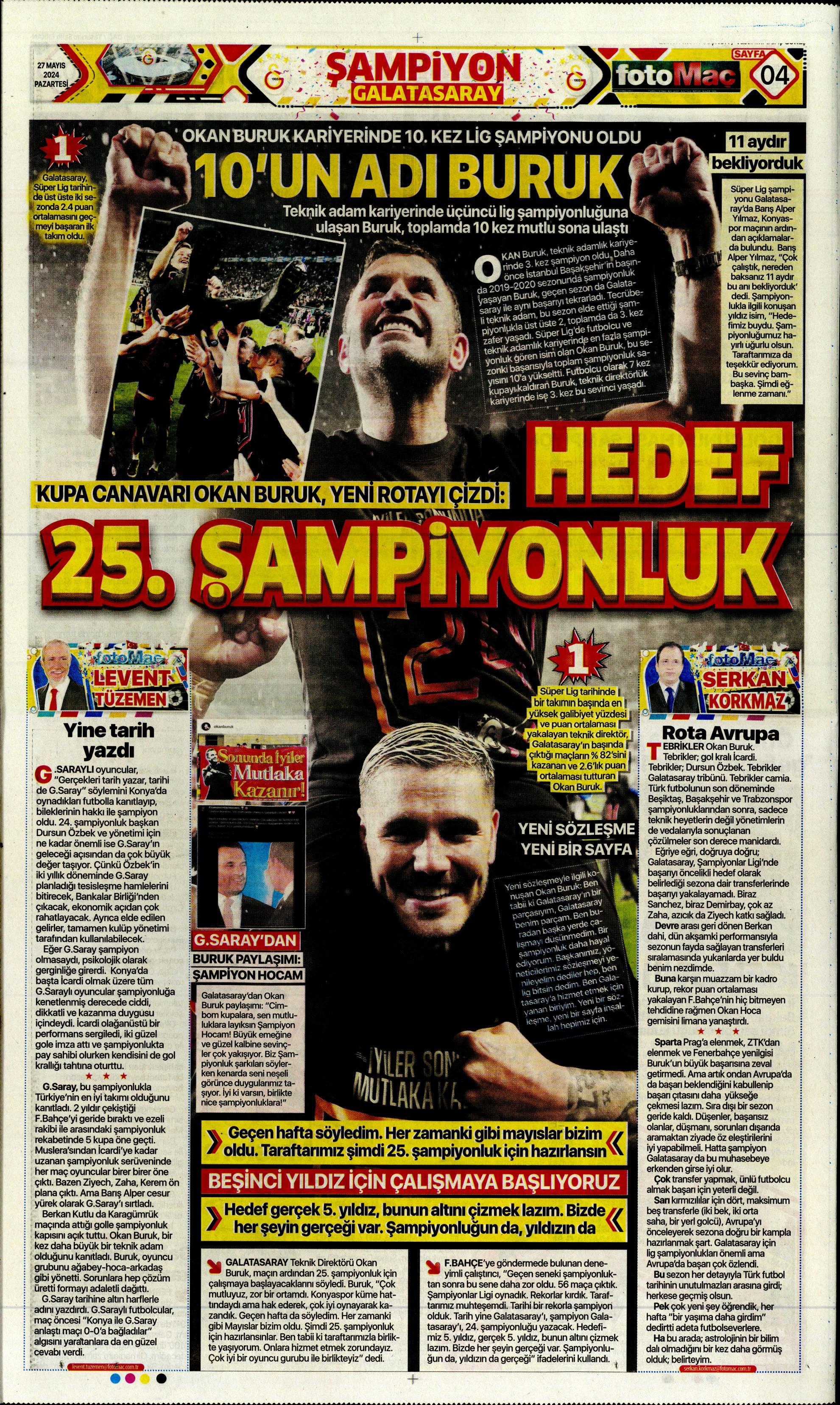 "Mayısların kralı şampiyon Aslan!" | Sporun manşetleri (27 Mayıs 2024)  - 17. Foto