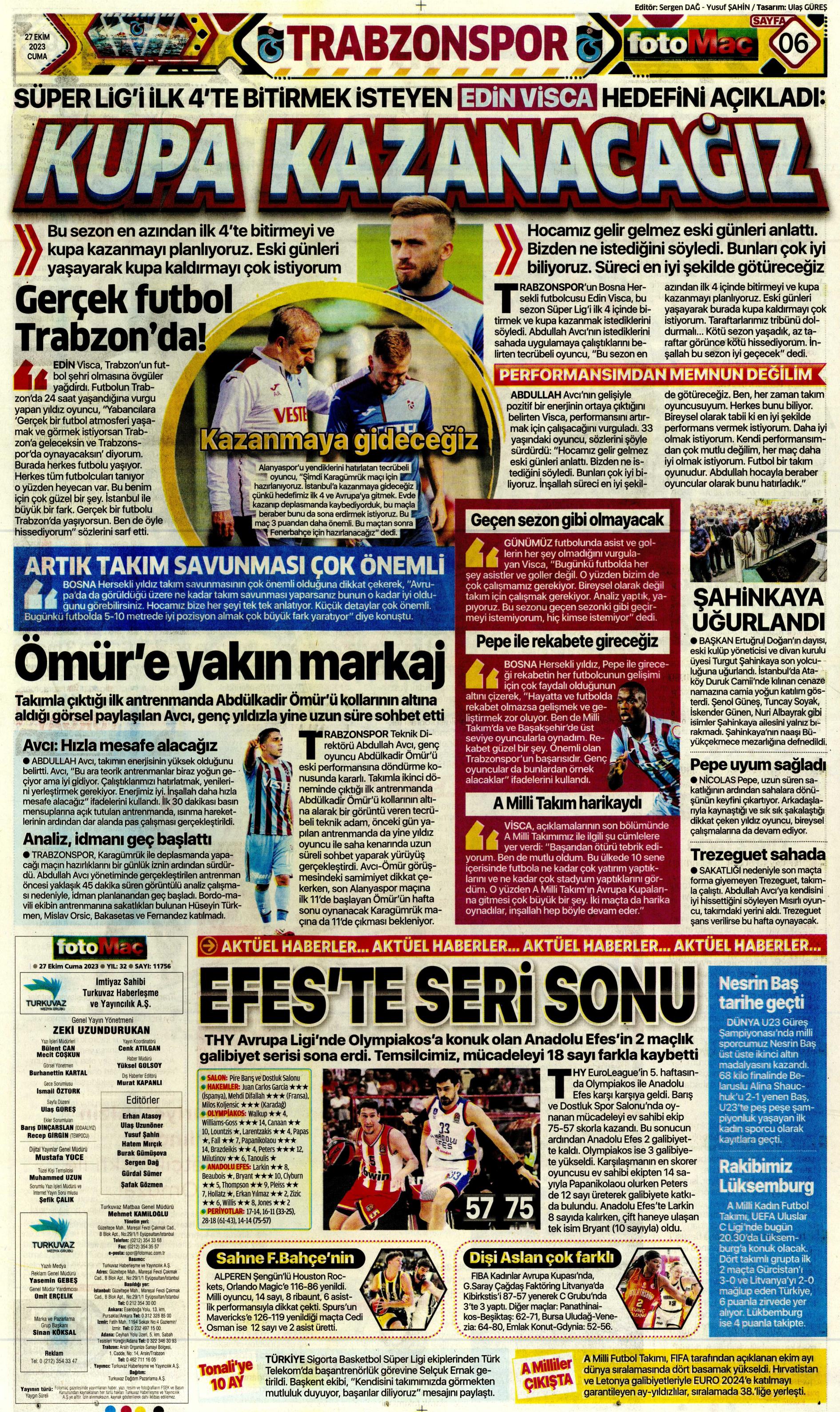 "Yüzyılın Fener'i" | Sporun manşetleri (27 Ekim 2023)  - 17. Foto