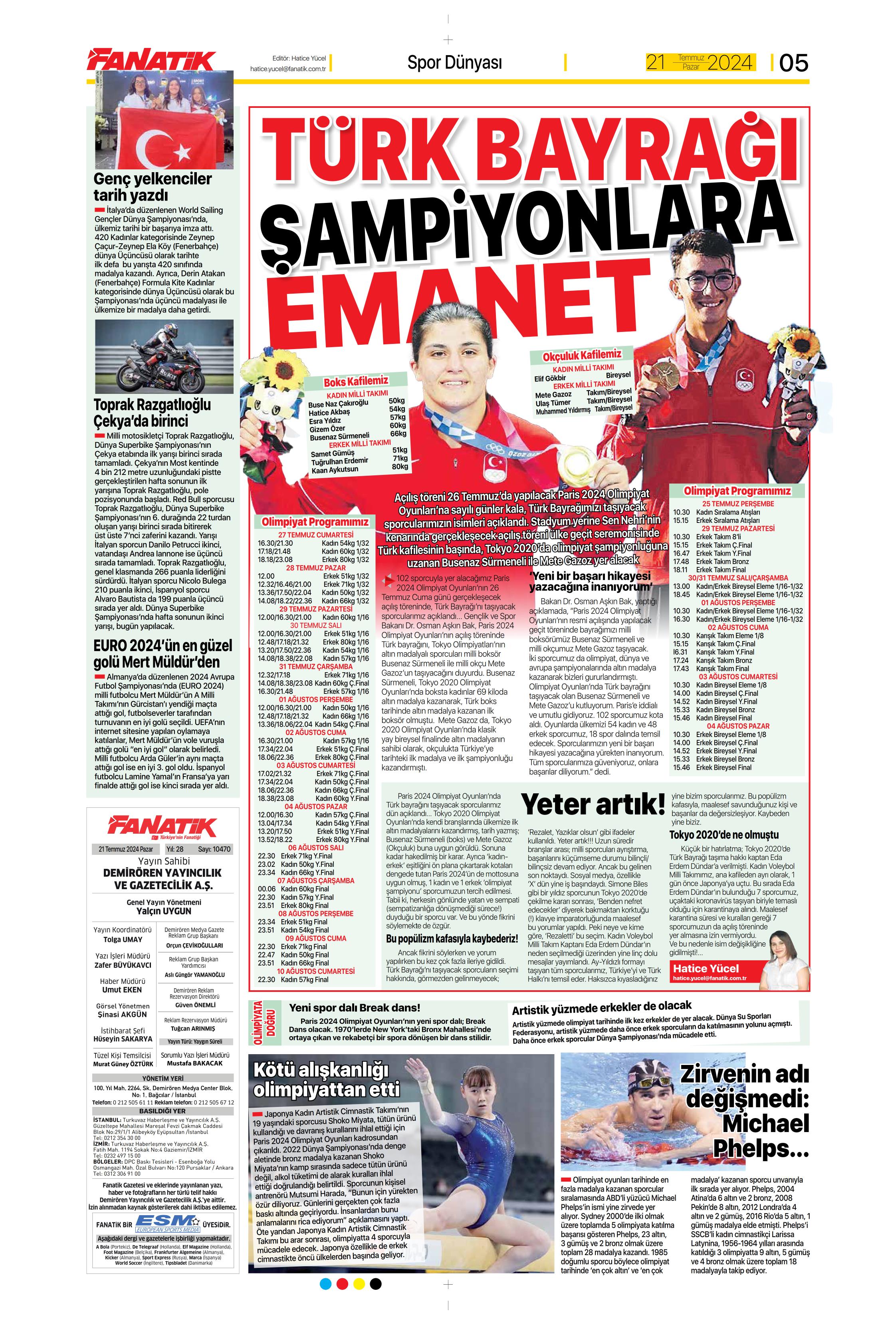 "Fenerbahçe'den Berge hamlesi" | Sporun Manşetleri (21 Temmuz 2024)  - 6. Foto